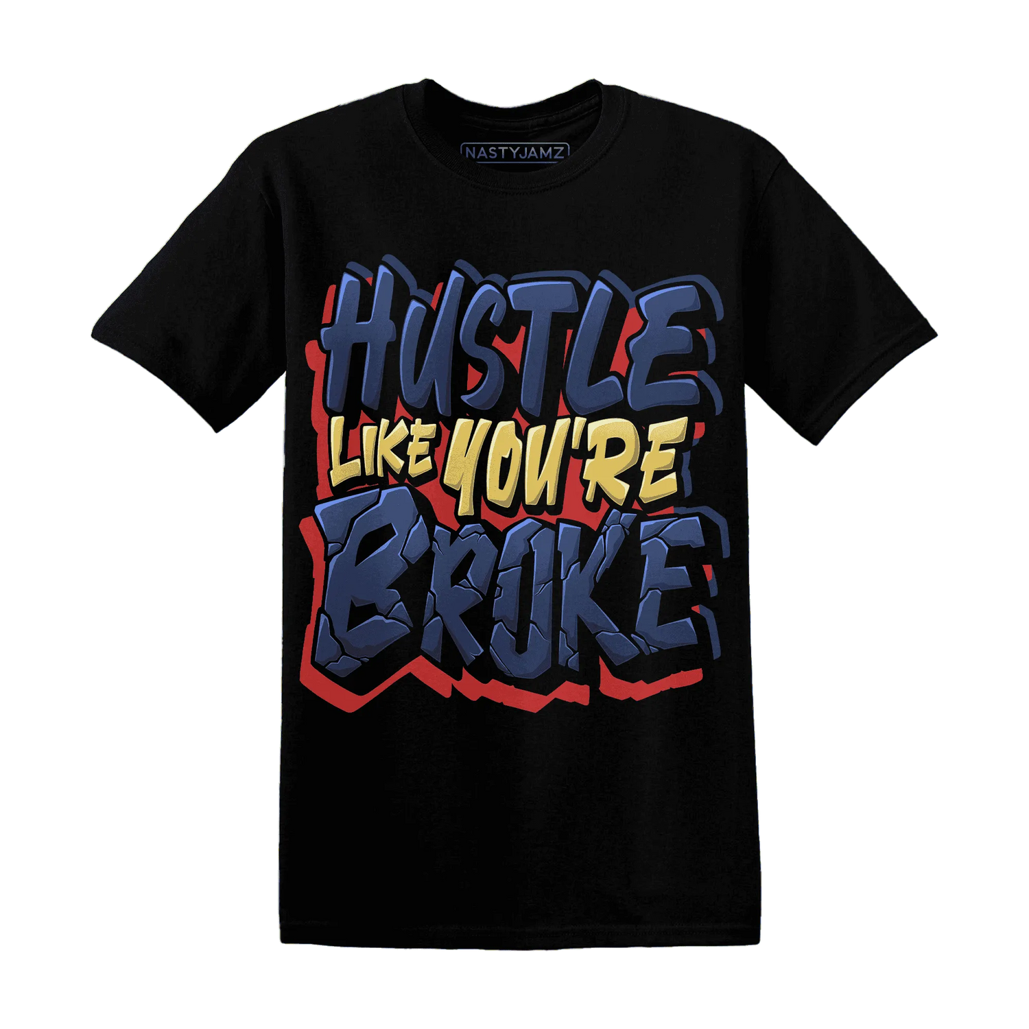 VaporMax-Air-Plus-Midnight-Navy-Gold-Black-NastyJamz-T-Shirt-Match-Hustle-Like-Broke
