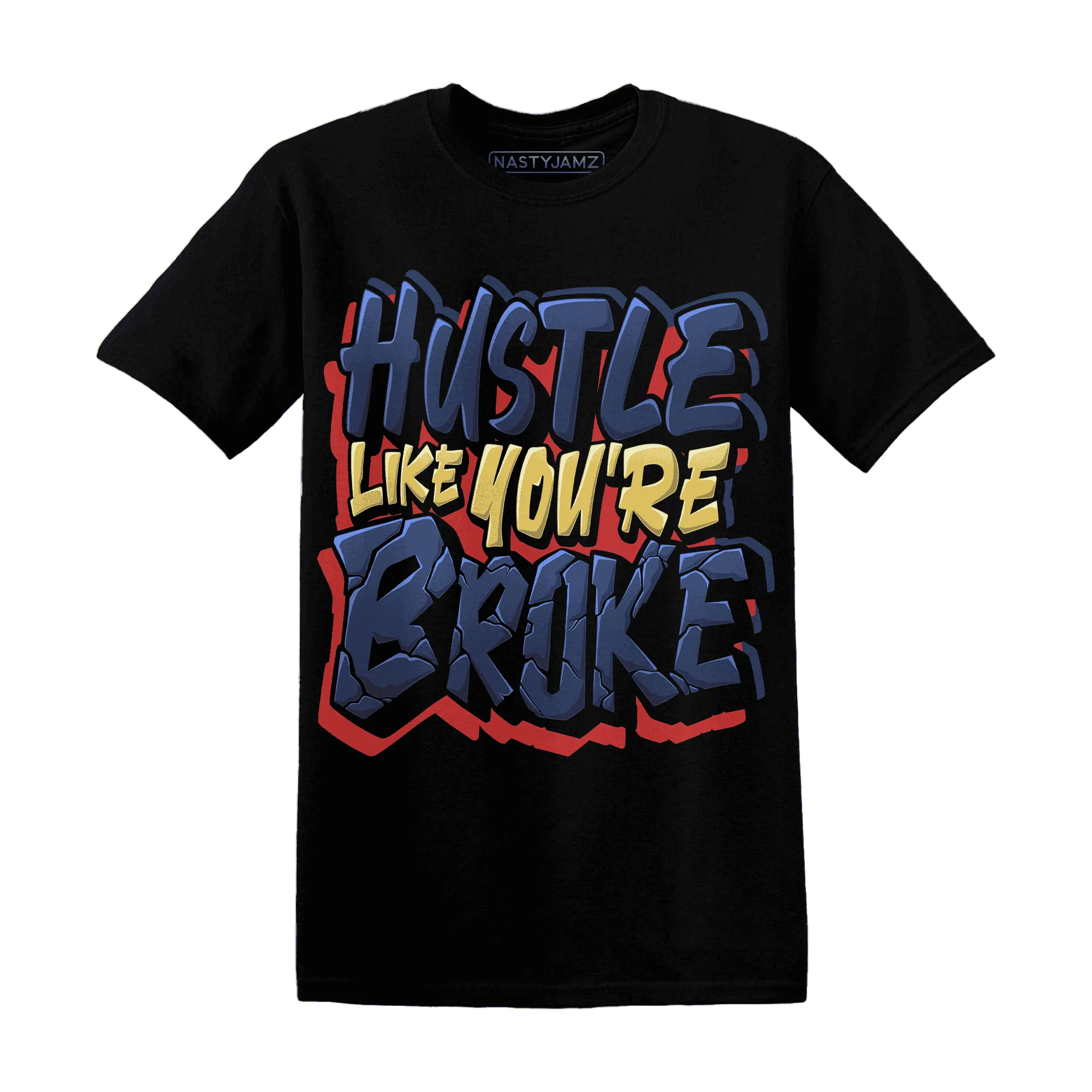 VaporMax-Air-Plus-Midnight-Navy-Gold-Black-NastyJamz-T-Shirt-Match-Hustle-Like-Broke