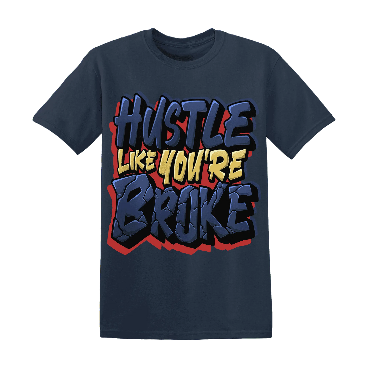 VaporMax-Air-Plus-Midnight-Navy-Gold-Black-NastyJamz-T-Shirt-Match-Hustle-Like-Broke