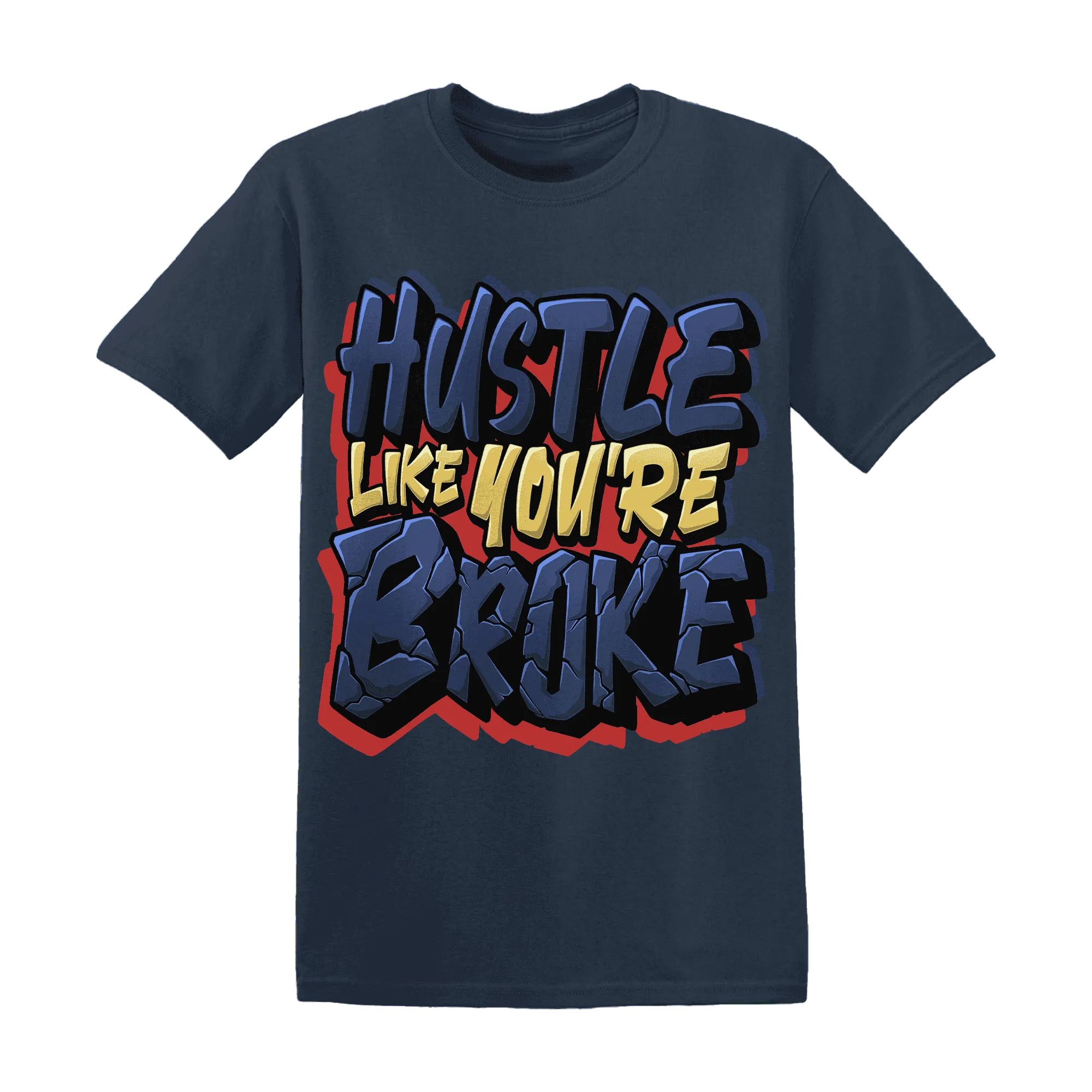 VaporMax-Air-Plus-Midnight-Navy-Gold-Black-NastyJamz-T-Shirt-Match-Hustle-Like-Broke