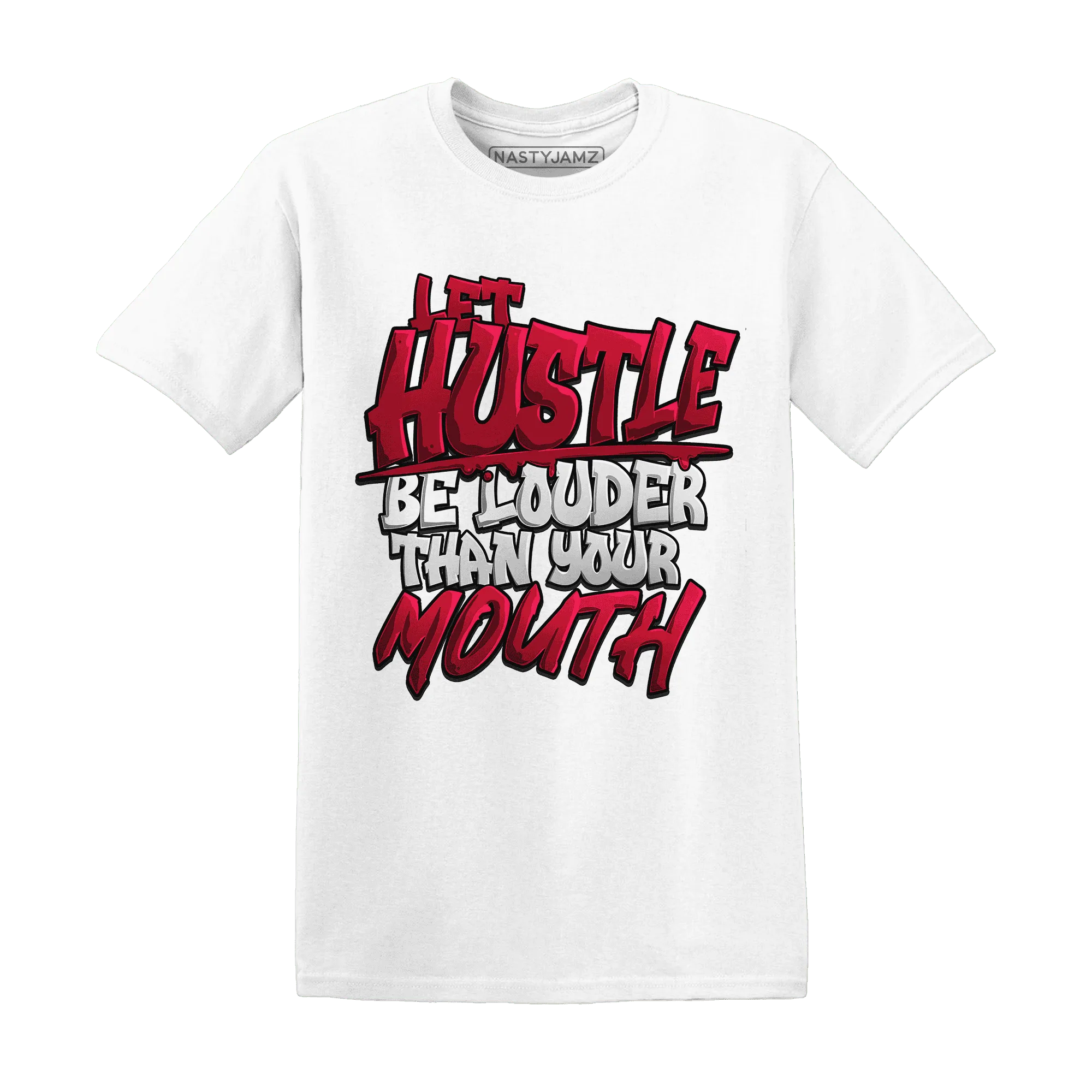 NastyJamz-Retro-Red-Taxi-12s-T-Shirt-Match-Hustle-Louder