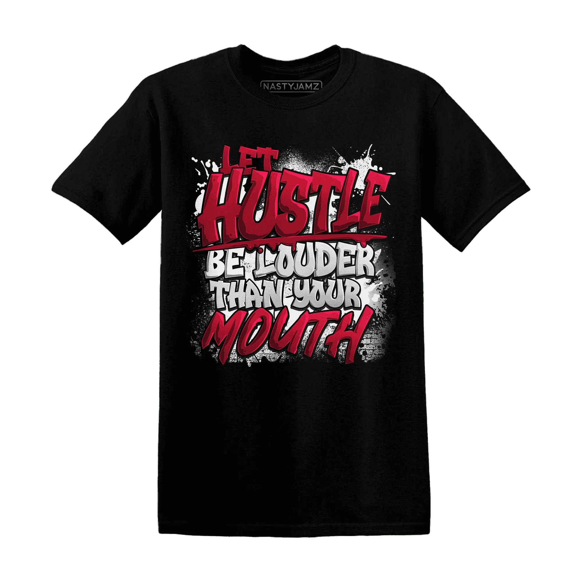 NastyJamz-Retro-Red-Taxi-12s-T-Shirt-Match-Hustle-Louder