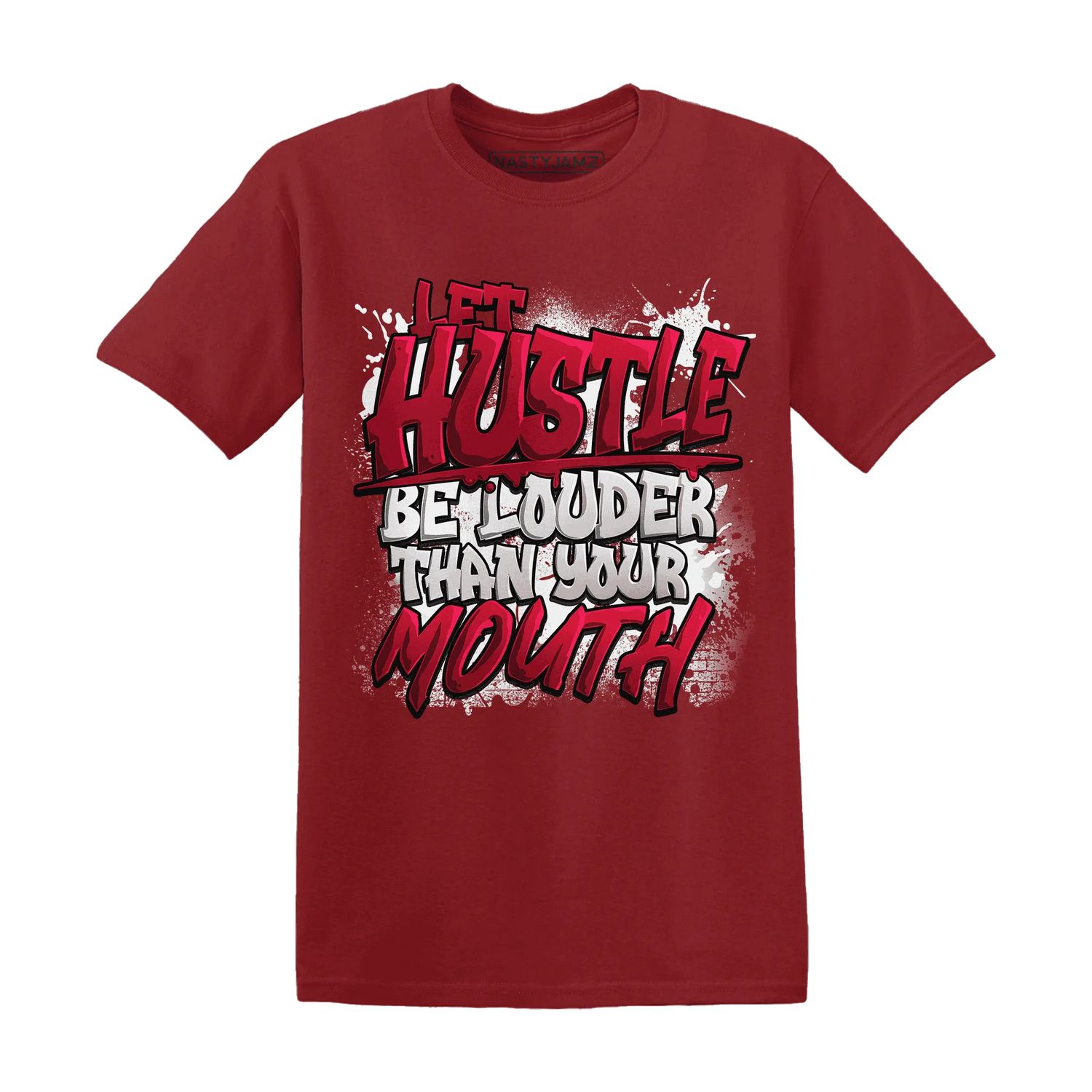NastyJamz-Retro-Red-Taxi-12s-T-Shirt-Match-Hustle-Louder