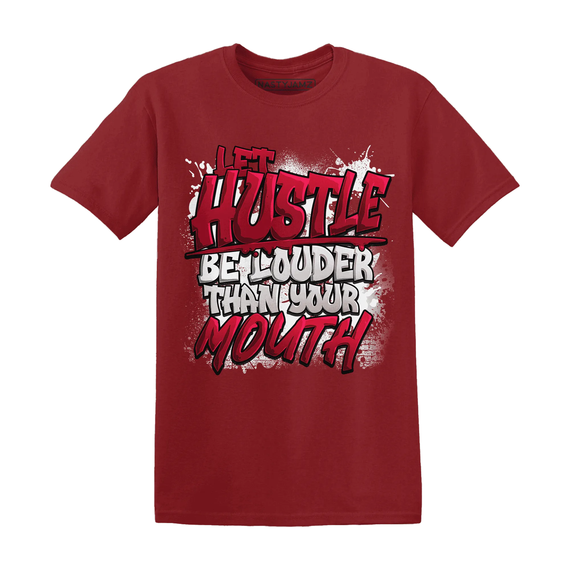 NastyJamz-Retro-Red-Taxi-12s-T-Shirt-Match-Hustle-Louder