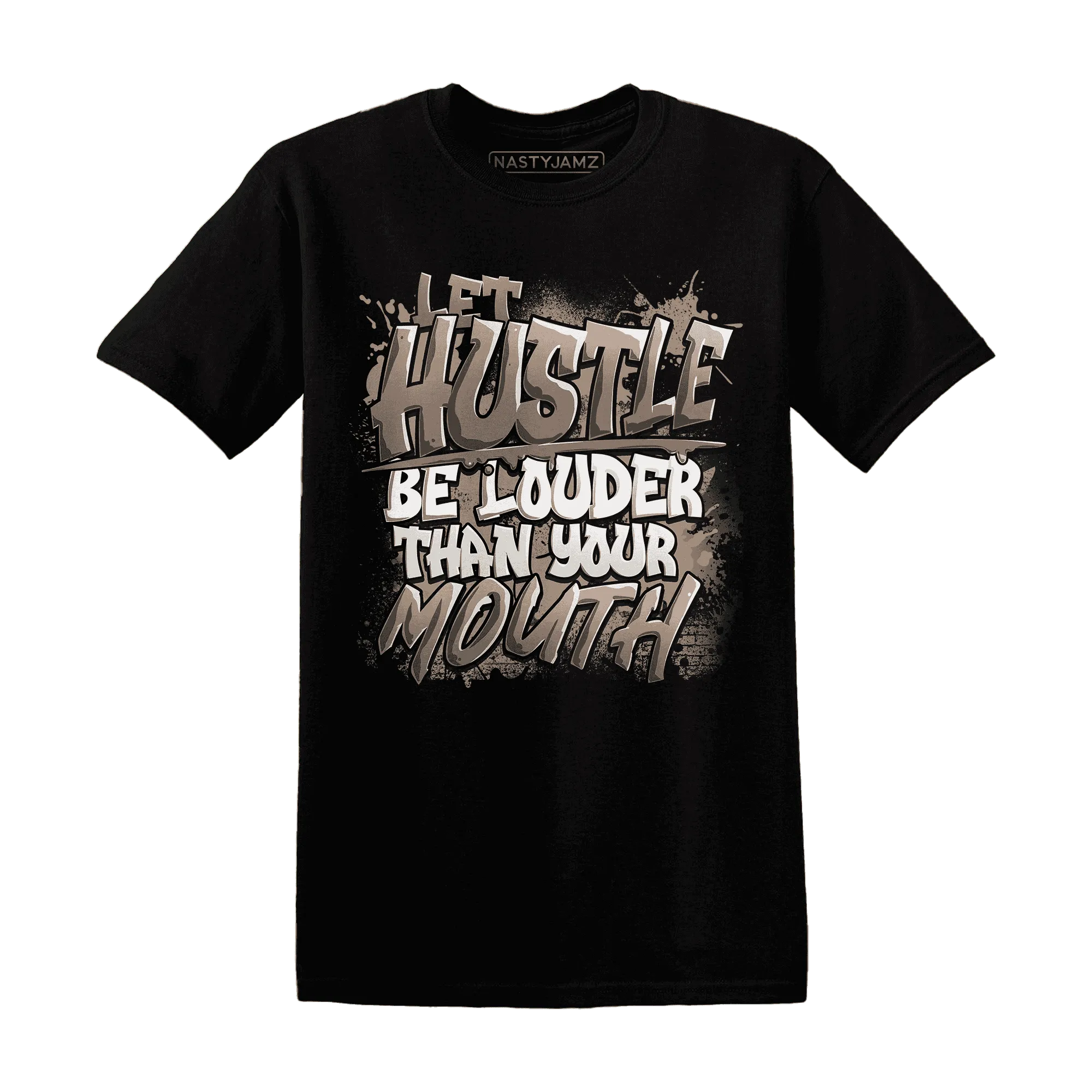 NastyJamz-Low-Mocha-1s-T-Shirt-Match-Hustle-Louder
