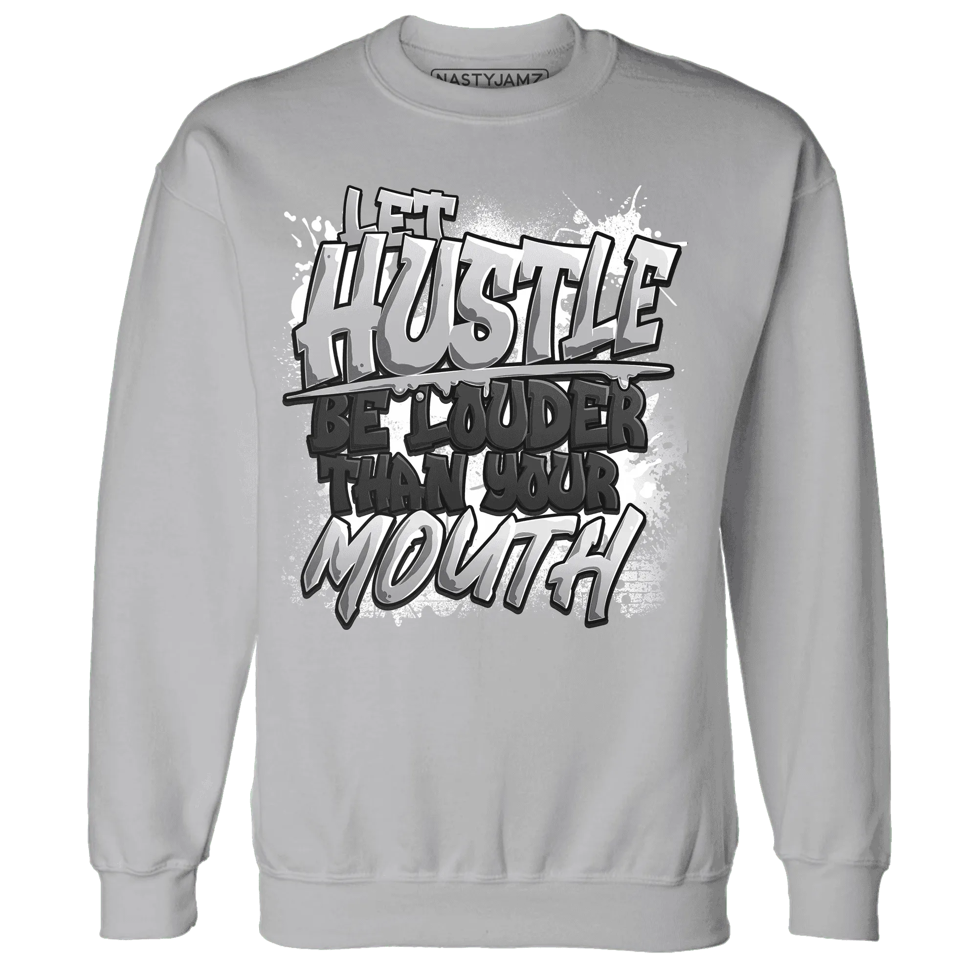 NastyJamz-Wolf-Grey-1s-Sweatshirt-Match-Hustle-Louder