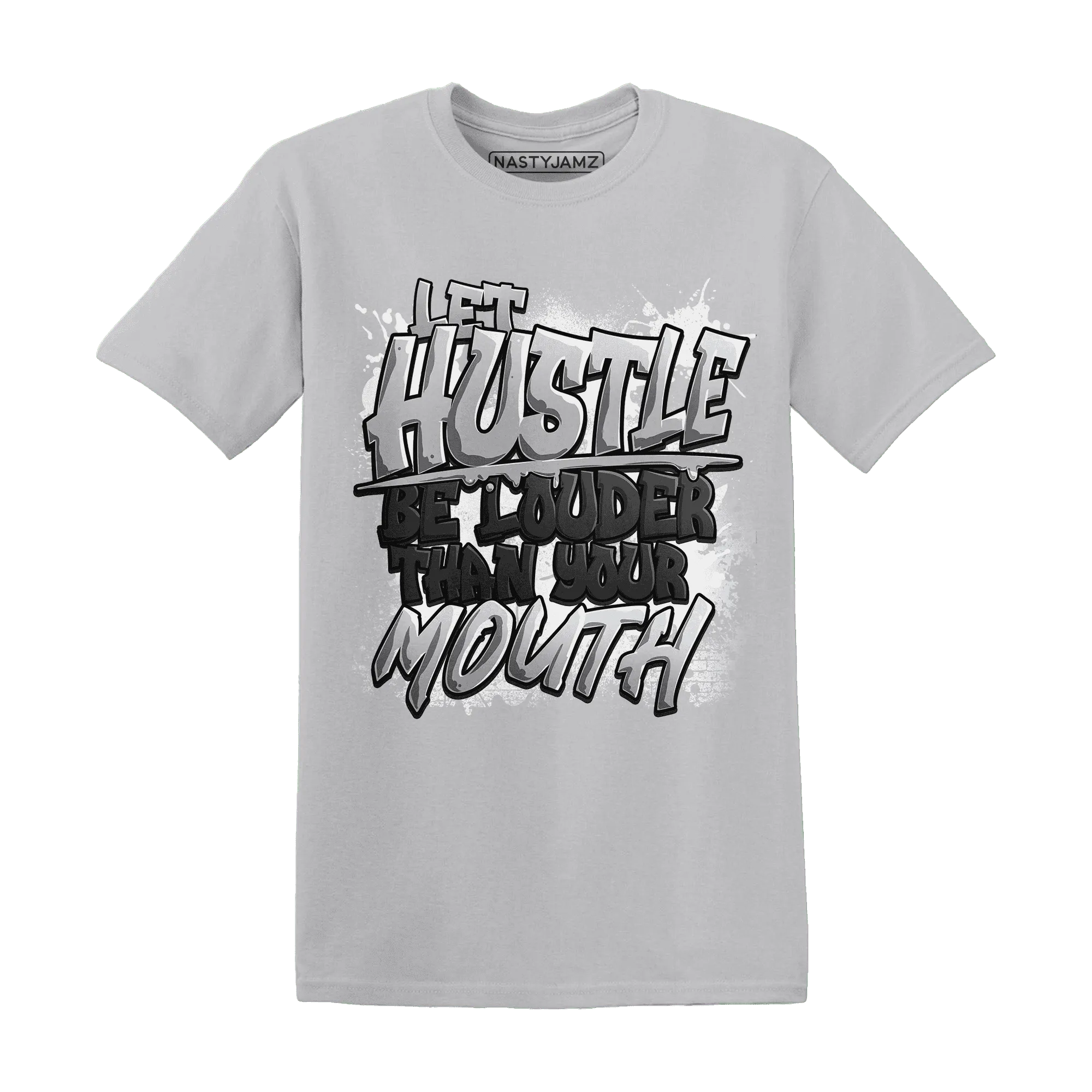 NastyJamz-Wolf-Grey-1s-T-Shirt-Match-Hustle-Louder