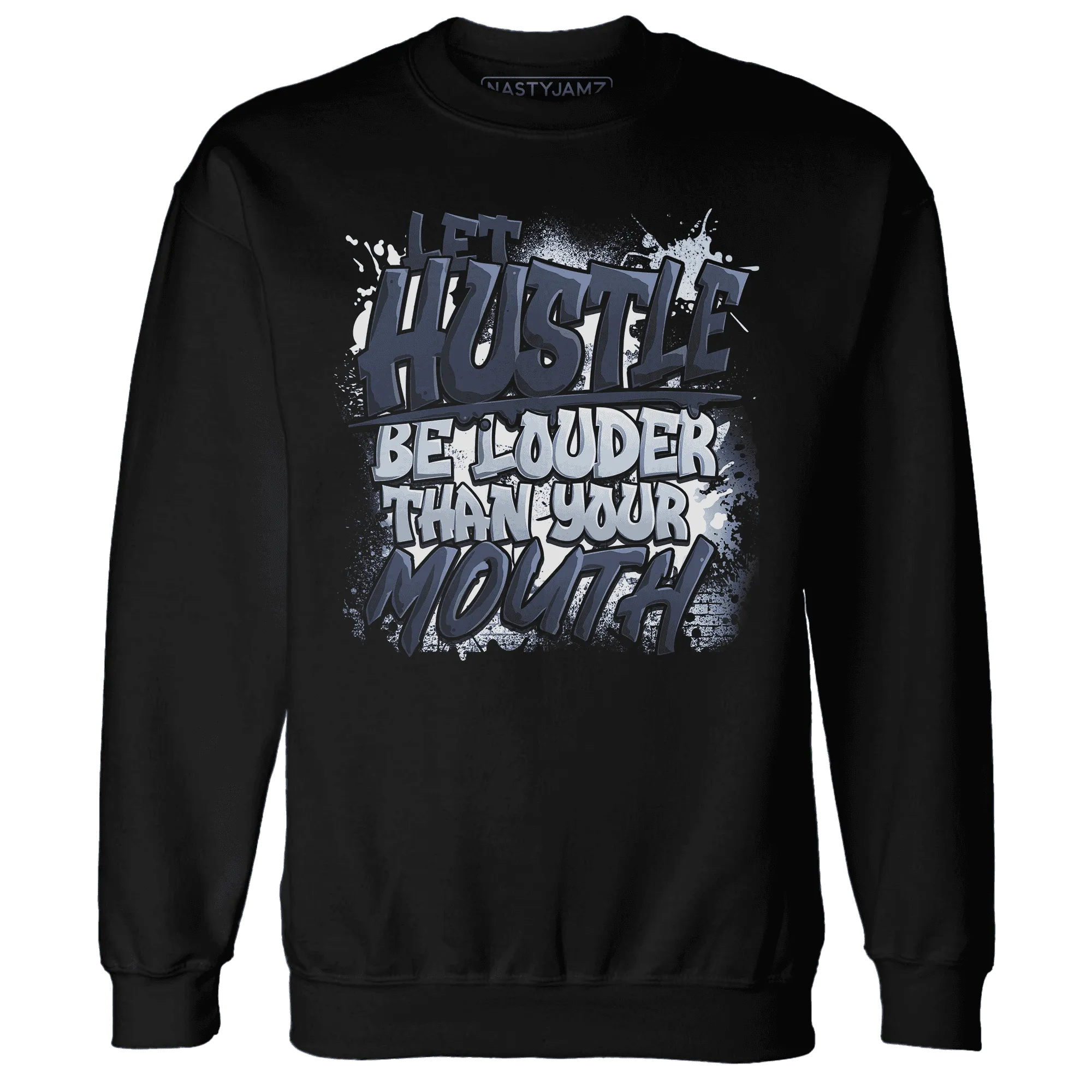 NastyJamz-White-Navy-6s-Sweatshirt-Match-Hustle-Louder