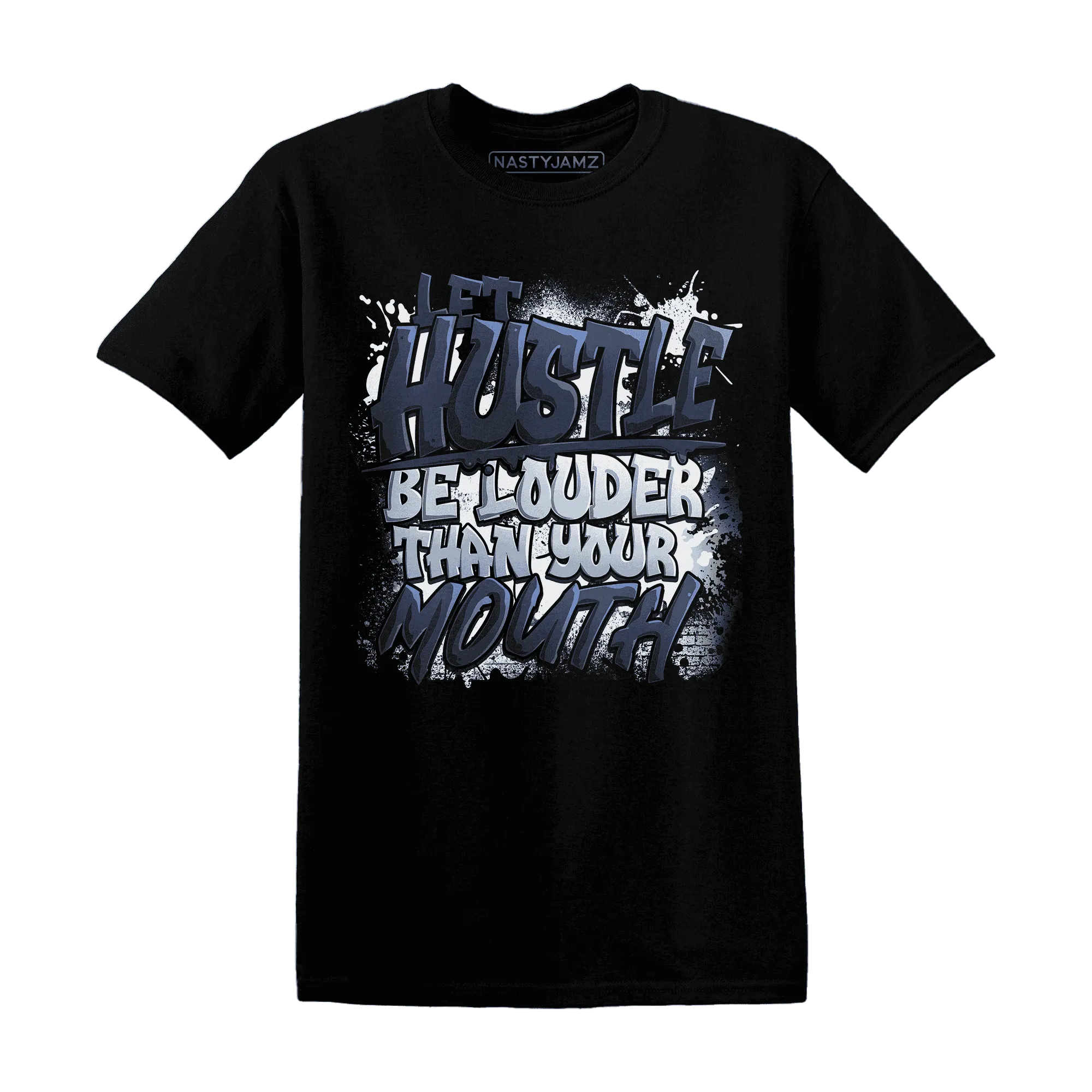 NastyJamz-White-Navy-6s-T-Shirt-Match-Hustle-Louder