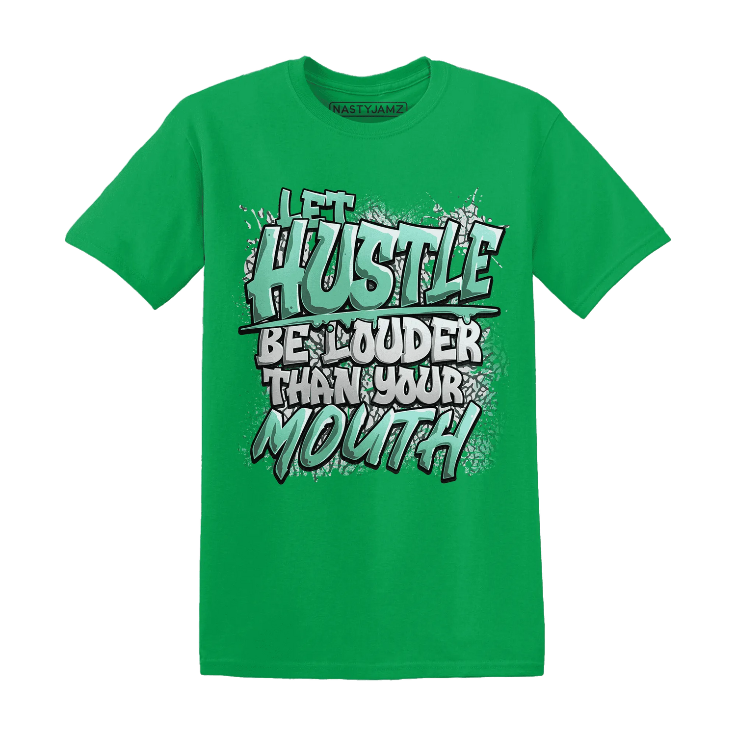 NastyJamz-Green-Glow-3s-T-Shirt-Match-Hustle-Louder