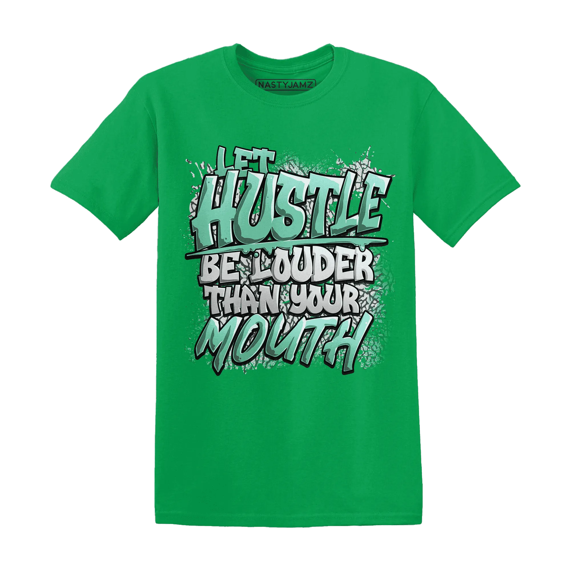 NastyJamz-Green-Glow-3s-T-Shirt-Match-Hustle-Louder