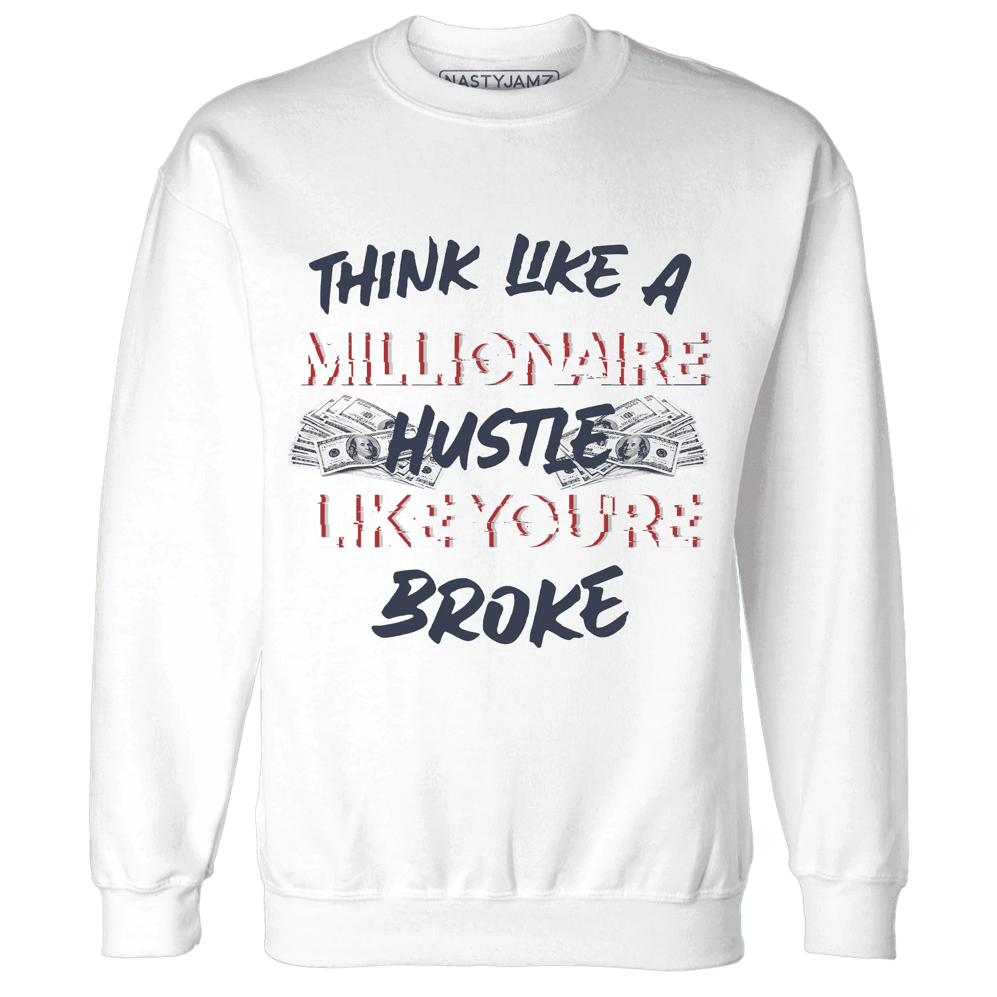 White-Navy-6s-Sweatshirt-Match-Hustle-Millionaire