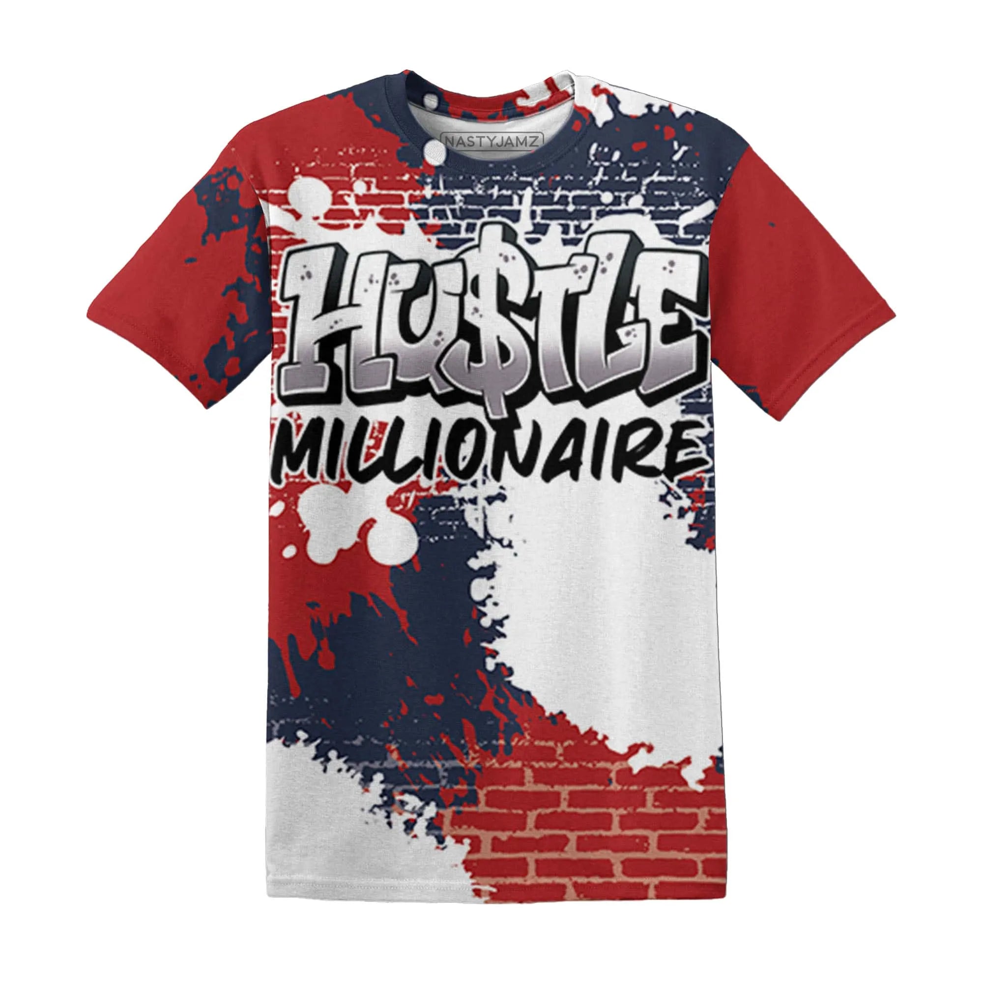 White-Navy-6s-T-Shirt-Match-Hustle-Millionaire-3D