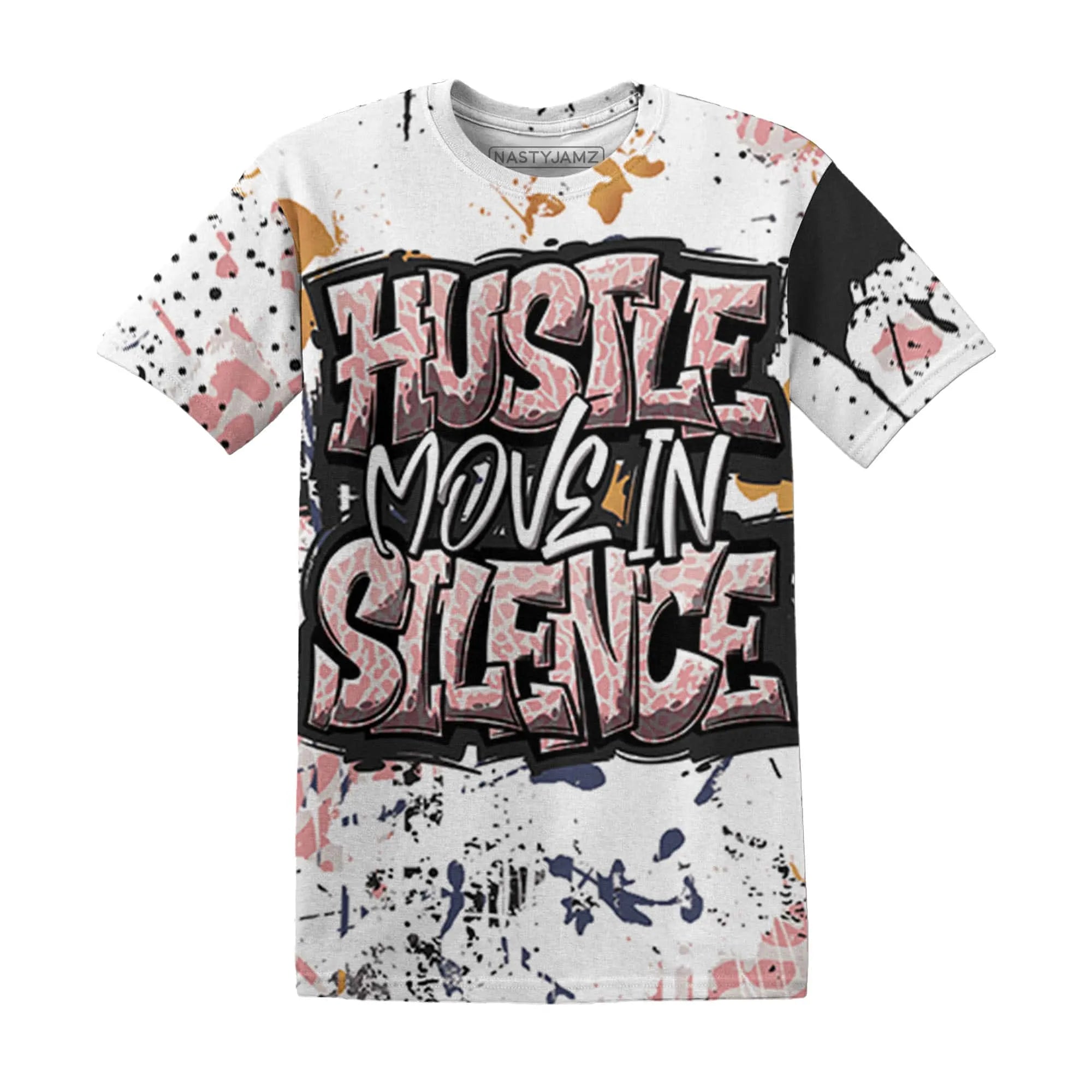 Red-Stardust-3s-T-Shirt-Match-Hustle-Move-In-Silence-3D