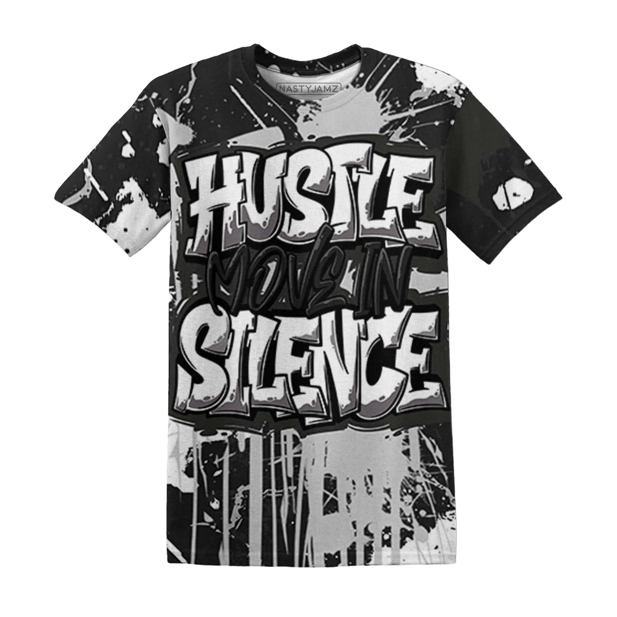 White-Thunder-4s-T-Shirt-Match-Hustle-Move-In-Silence-3D