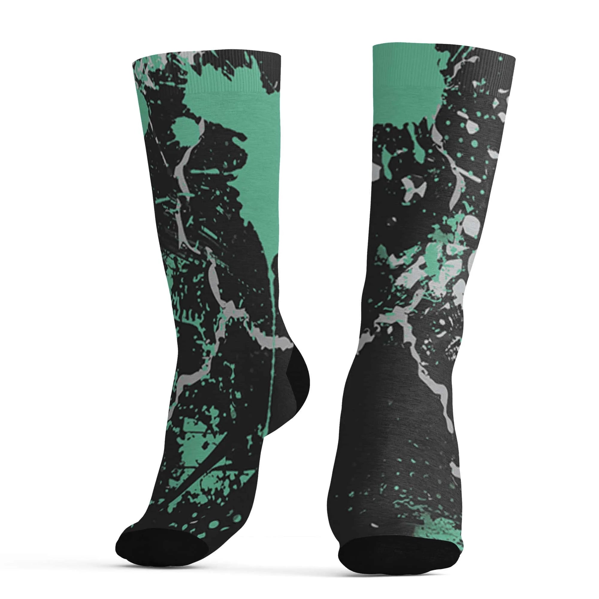 Green-Glow-3s-Socks-Match-Hustle-Move-In-Silence-3D