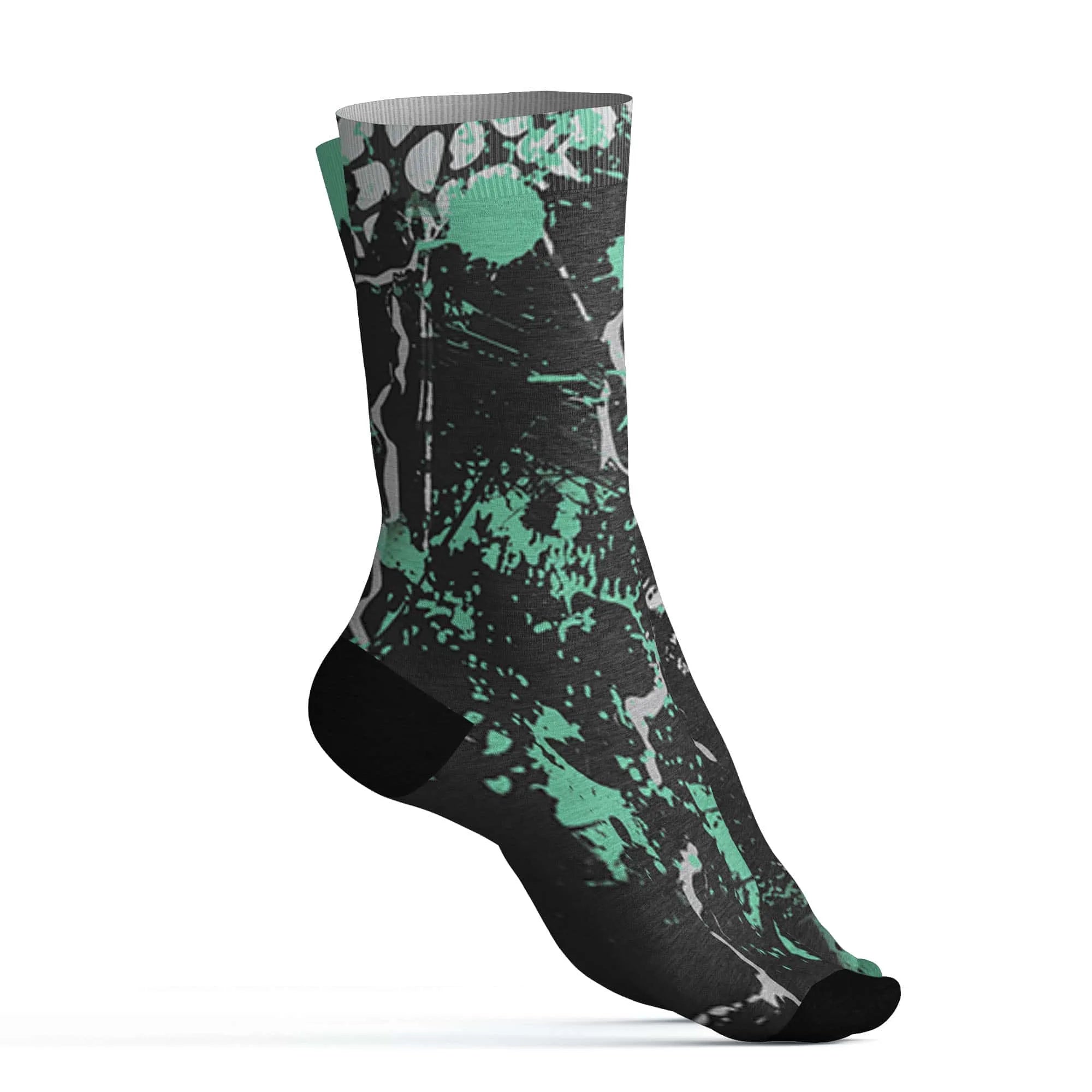 Green-Glow-3s-Socks-Match-Hustle-Move-In-Silence-3D