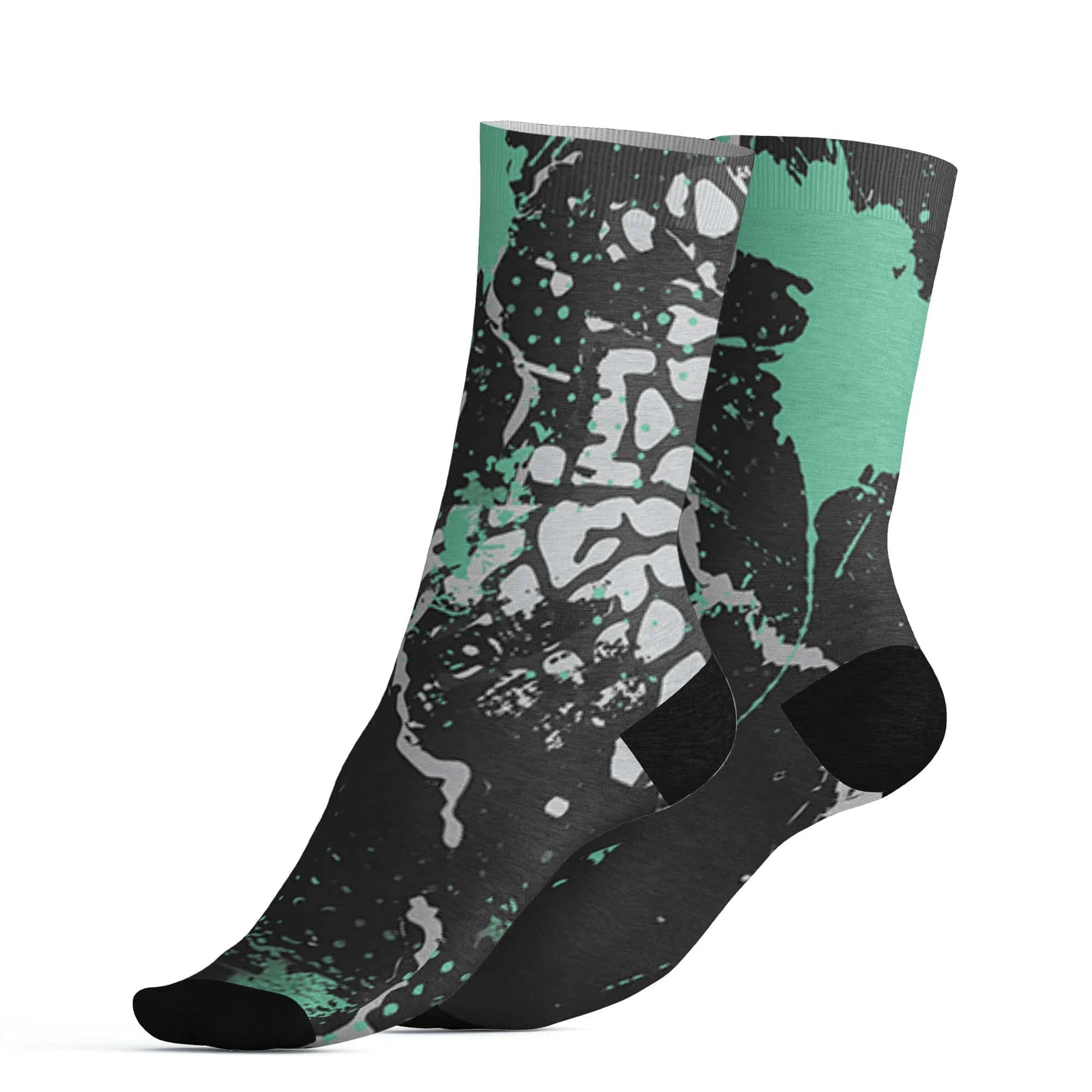 Green-Glow-3s-Socks-Match-Hustle-Move-In-Silence-3D