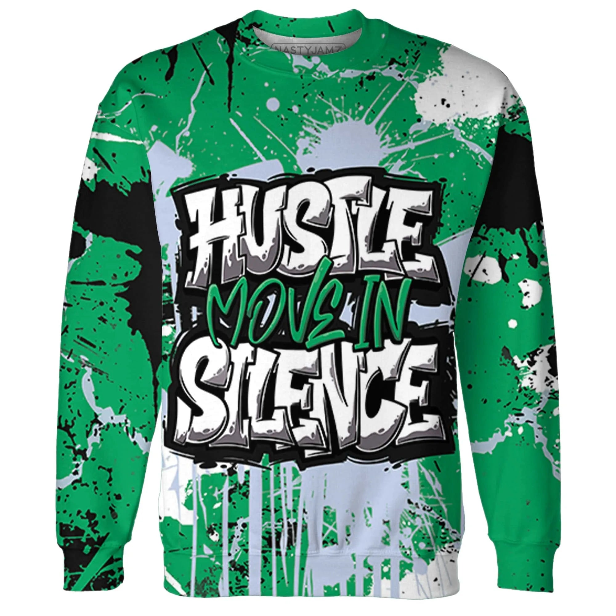 Lucky-Green-5s-Sweatshirt-Match-Hustle-Move-In-Silence-3D
