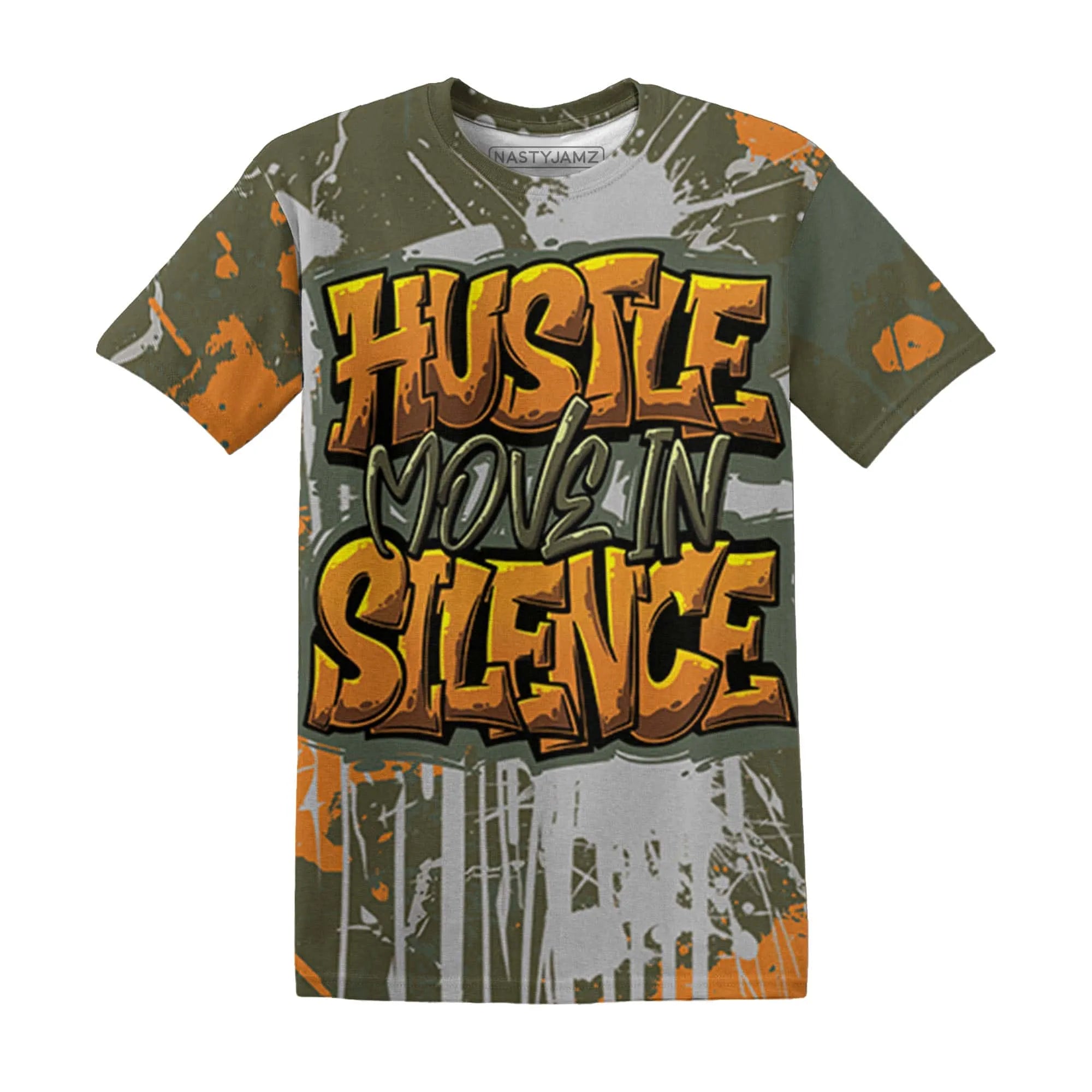 Olive-5s-T-Shirt-Match-Hustle-Move-In-Silence-3D