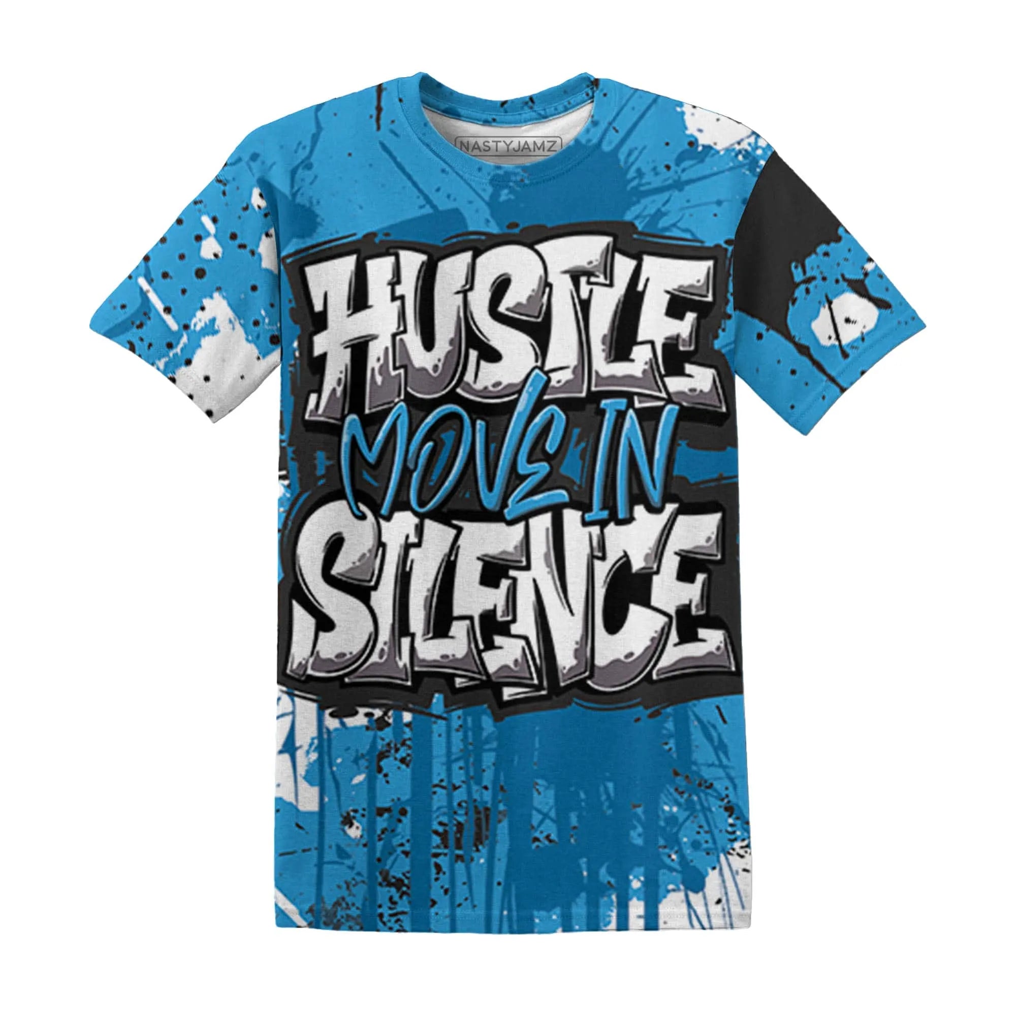 Powder-Blue-9s-T-Shirt-Match-Hustle-Move-In-Silence-3D