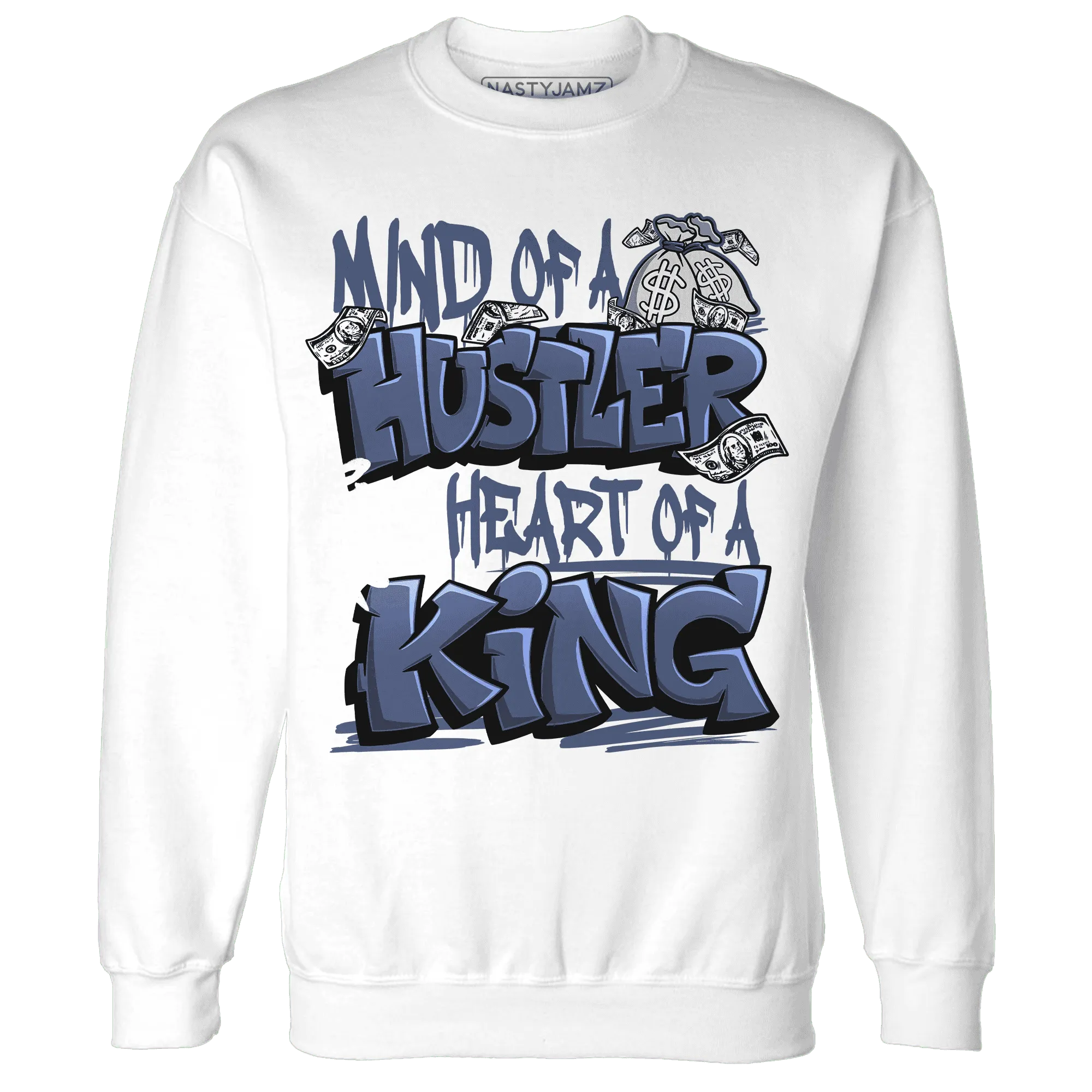 Low-Diffused-Blue-11s-Sweatshirt-Match-Hustler-Heart-King