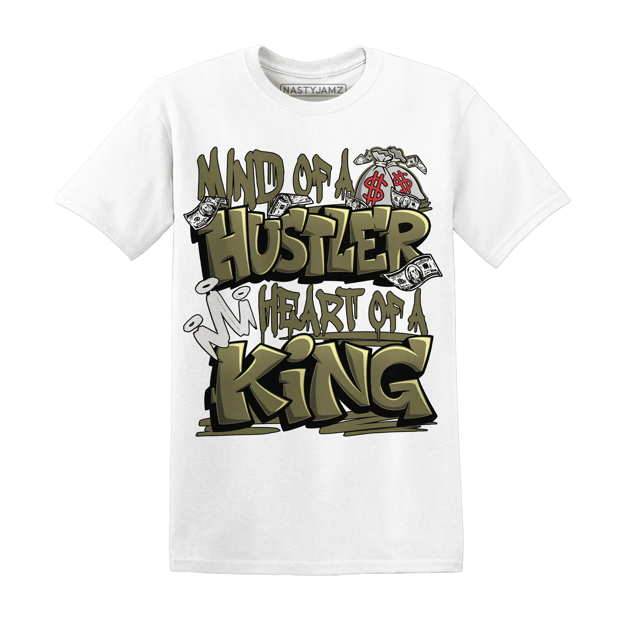 NastyJamz-Medium-Olive-1s-T-Shirt-Match-Hustler-Heart-King
