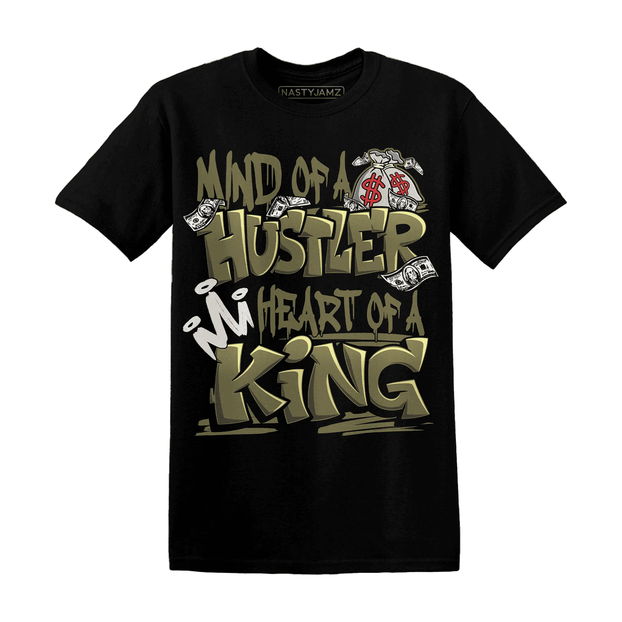 NastyJamz-Medium-Olive-1s-T-Shirt-Match-Hustler-Heart-King