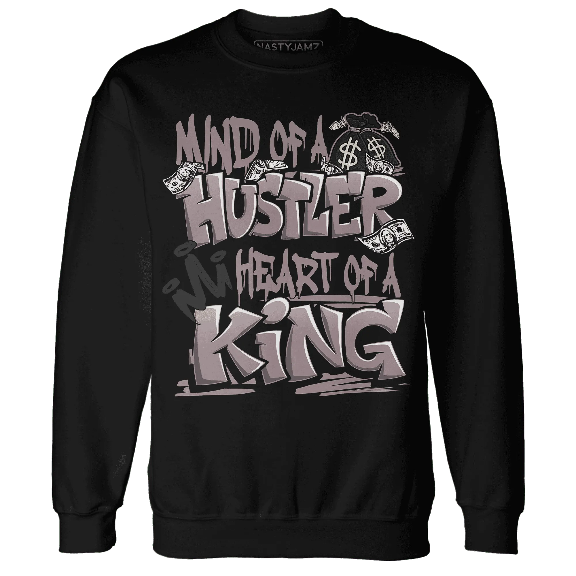 NastyJamz-Black-Violet-Ore-3s-Sweatshirt-Match-Hustler-Heart-King