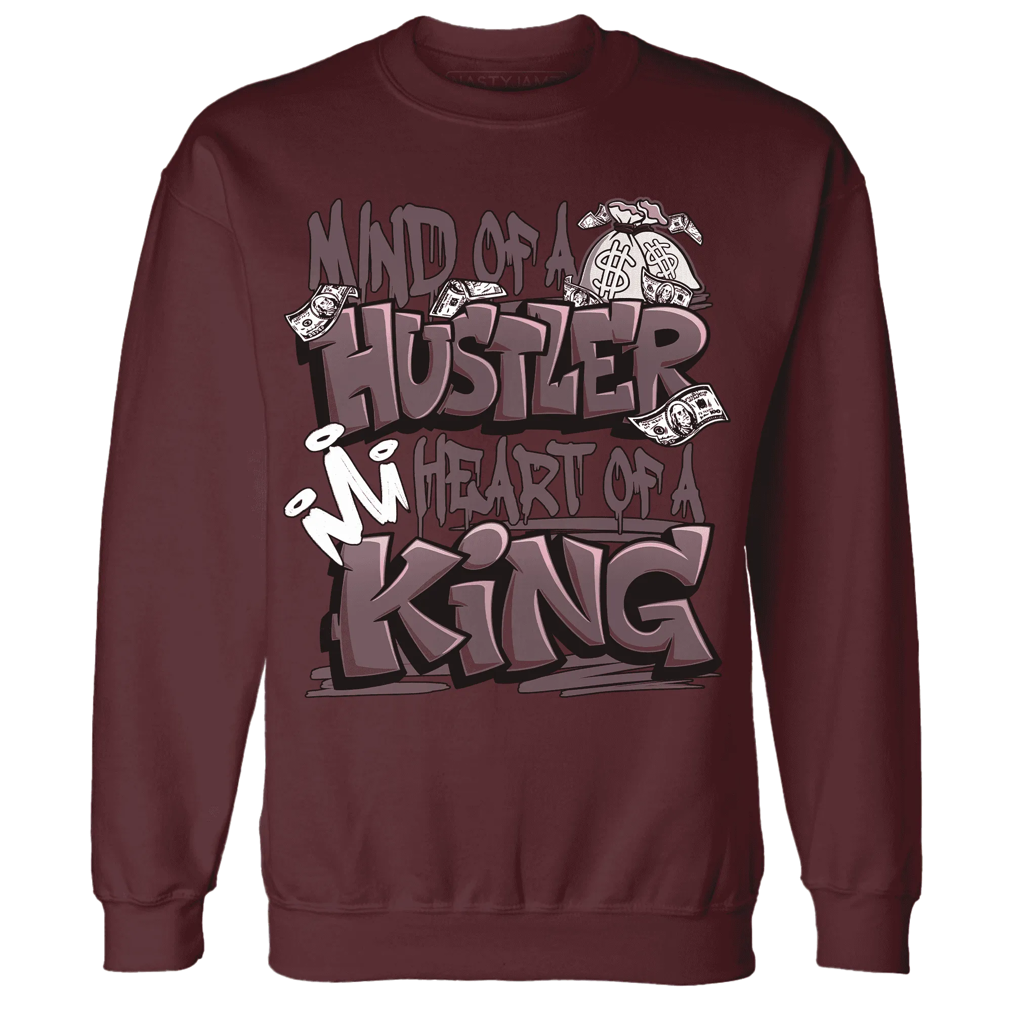 NastyJamz-Burgundy-Crush-3s-Sweatshirt-Match-Hustler-Heart-King