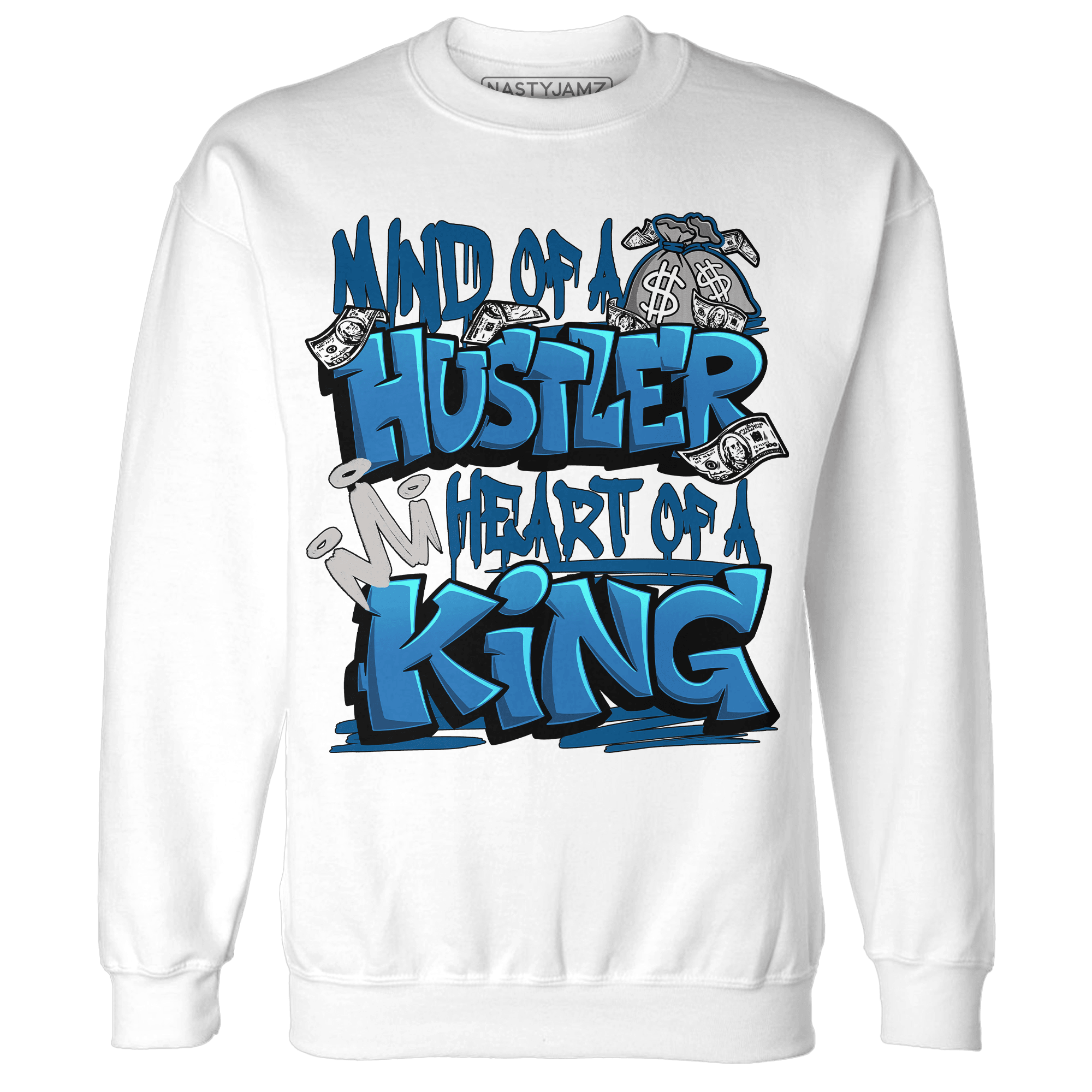 Industrial Blue 4s Sweatshirt Match Hustler Heart King - NastyJamz