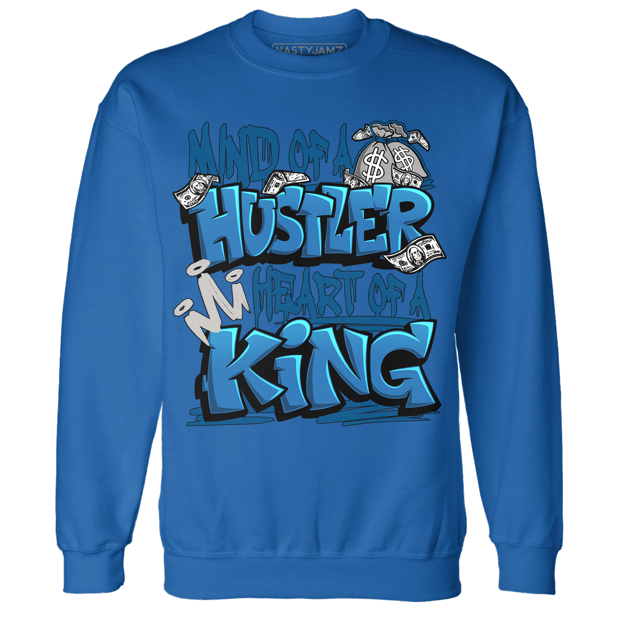 Industrial Blue 4s Sweatshirt Match Hustler Heart King - NastyJamz