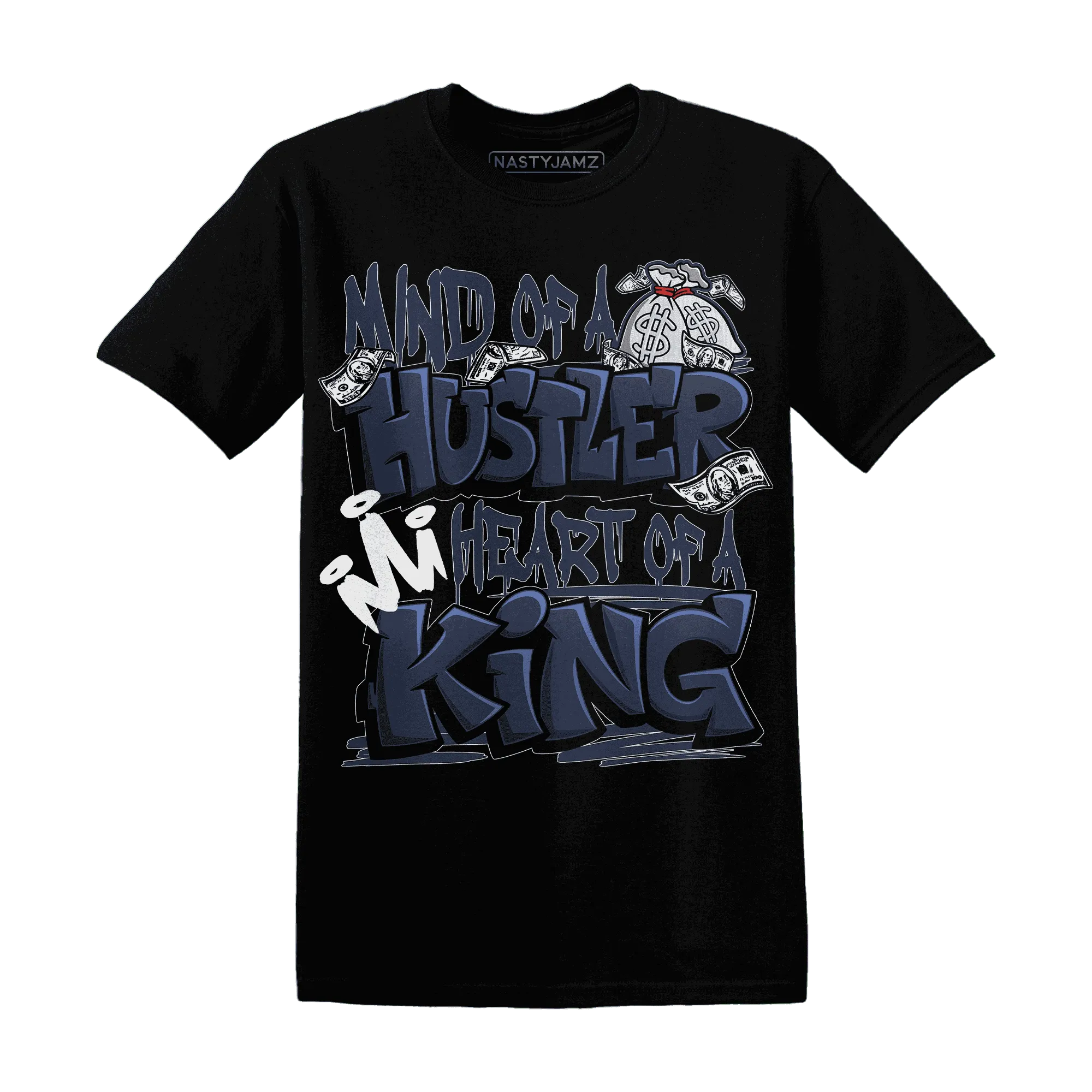 White-Navy-6s-T-Shirt-Match-Hustler-Heart-King
