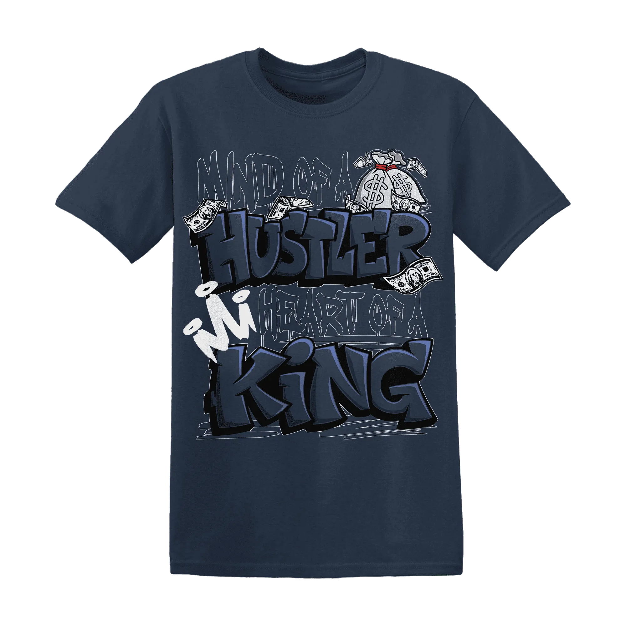 White-Navy-6s-T-Shirt-Match-Hustler-Heart-King