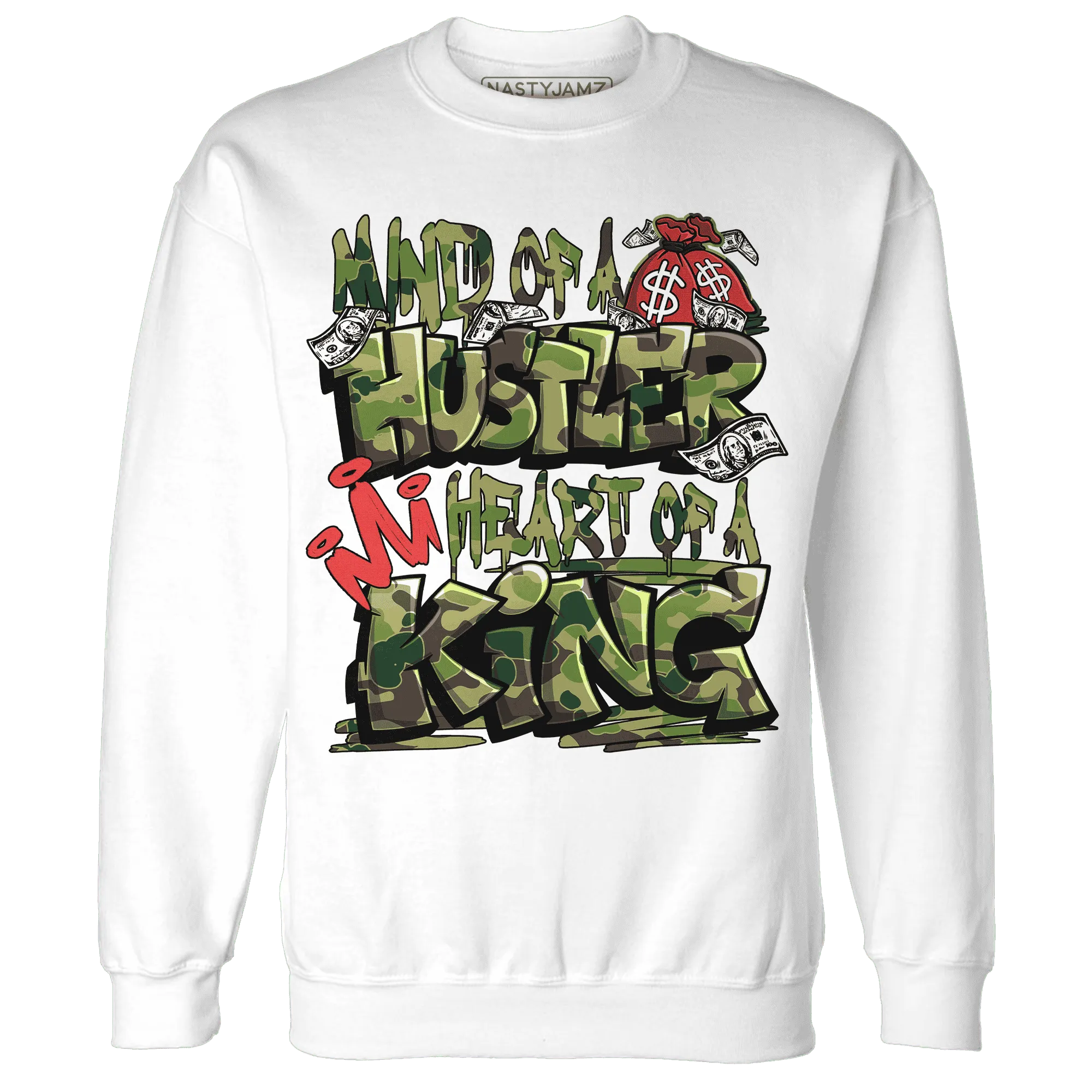 AM-90-Dark-Sage-Solar-Red-NastyJamz-Sweatshirt-Match-Hustler-Heart-King