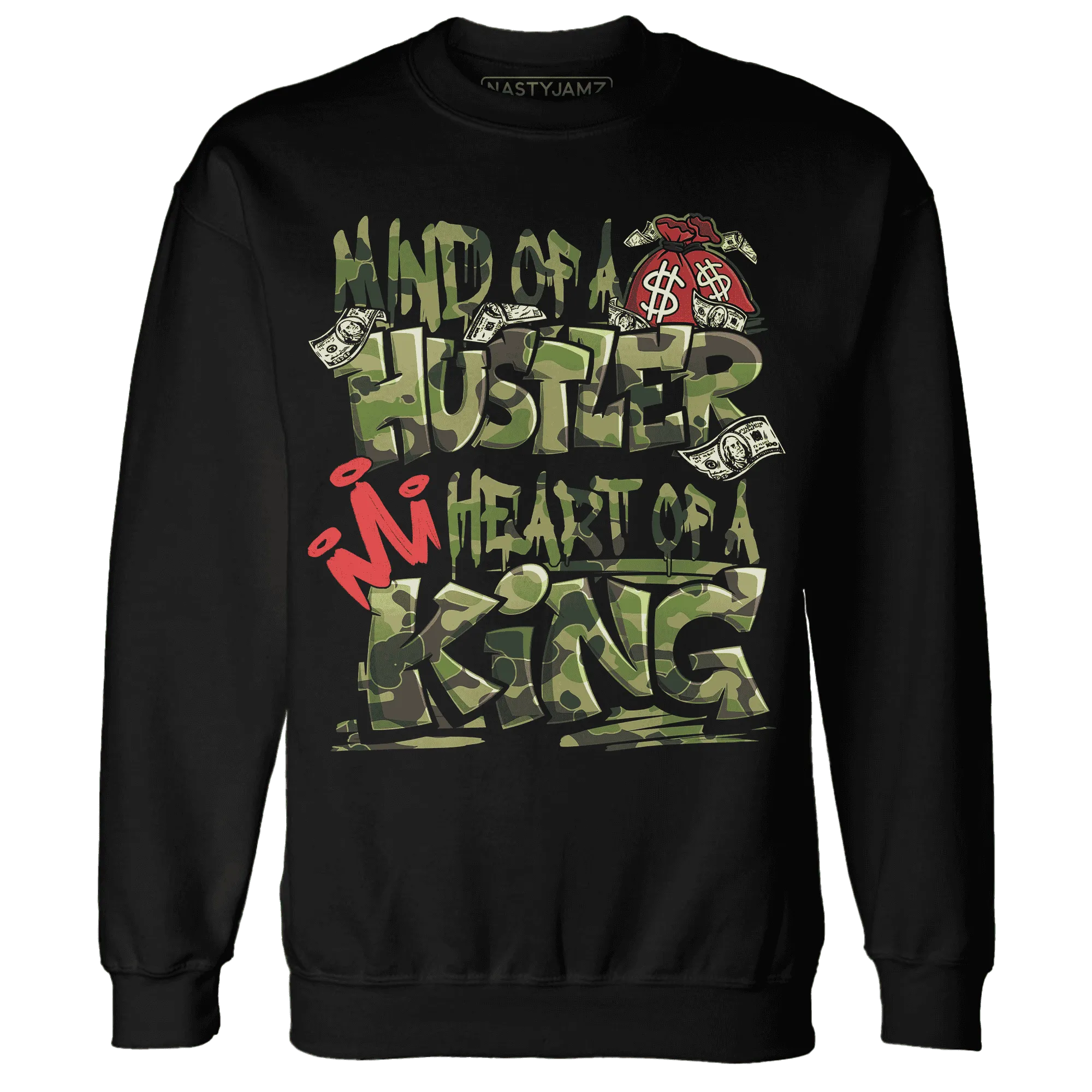 AM-90-Dark-Sage-Solar-Red-NastyJamz-Sweatshirt-Match-Hustler-Heart-King