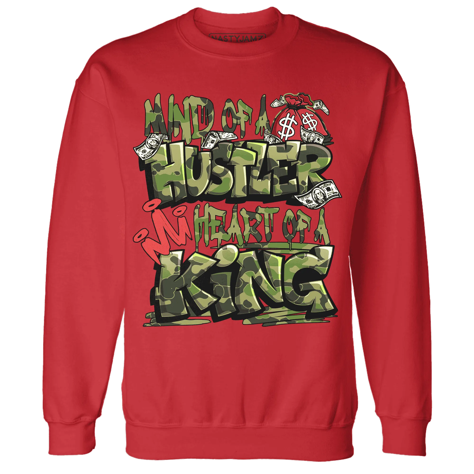 AM-90-Dark-Sage-Solar-Red-NastyJamz-Sweatshirt-Match-Hustler-Heart-King