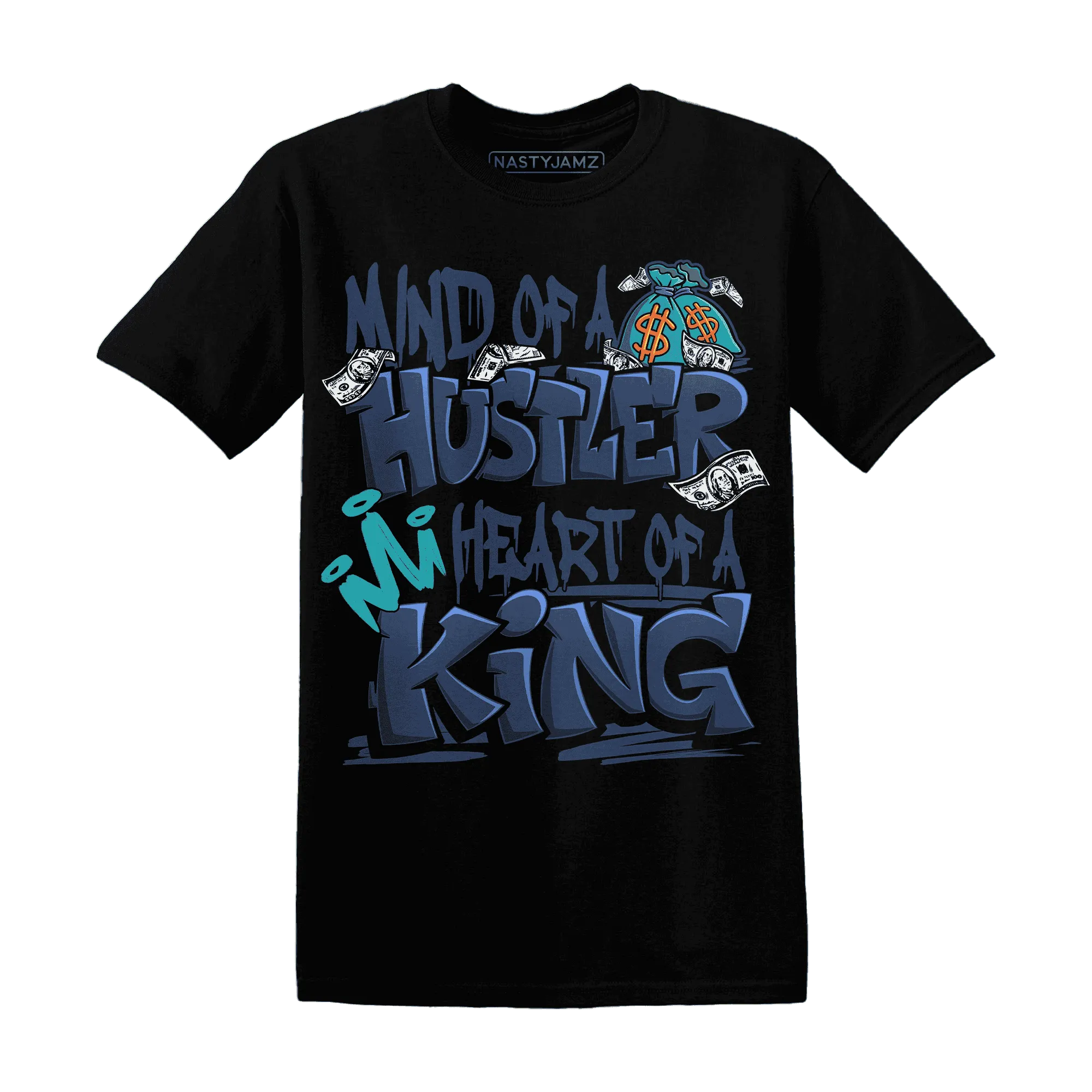NastyJamz-AM-Plus-Drift-Midnight-Navy-Total-Orange-Dusty-Cactus-T-Shirt-Match-Hustler-Heart-King