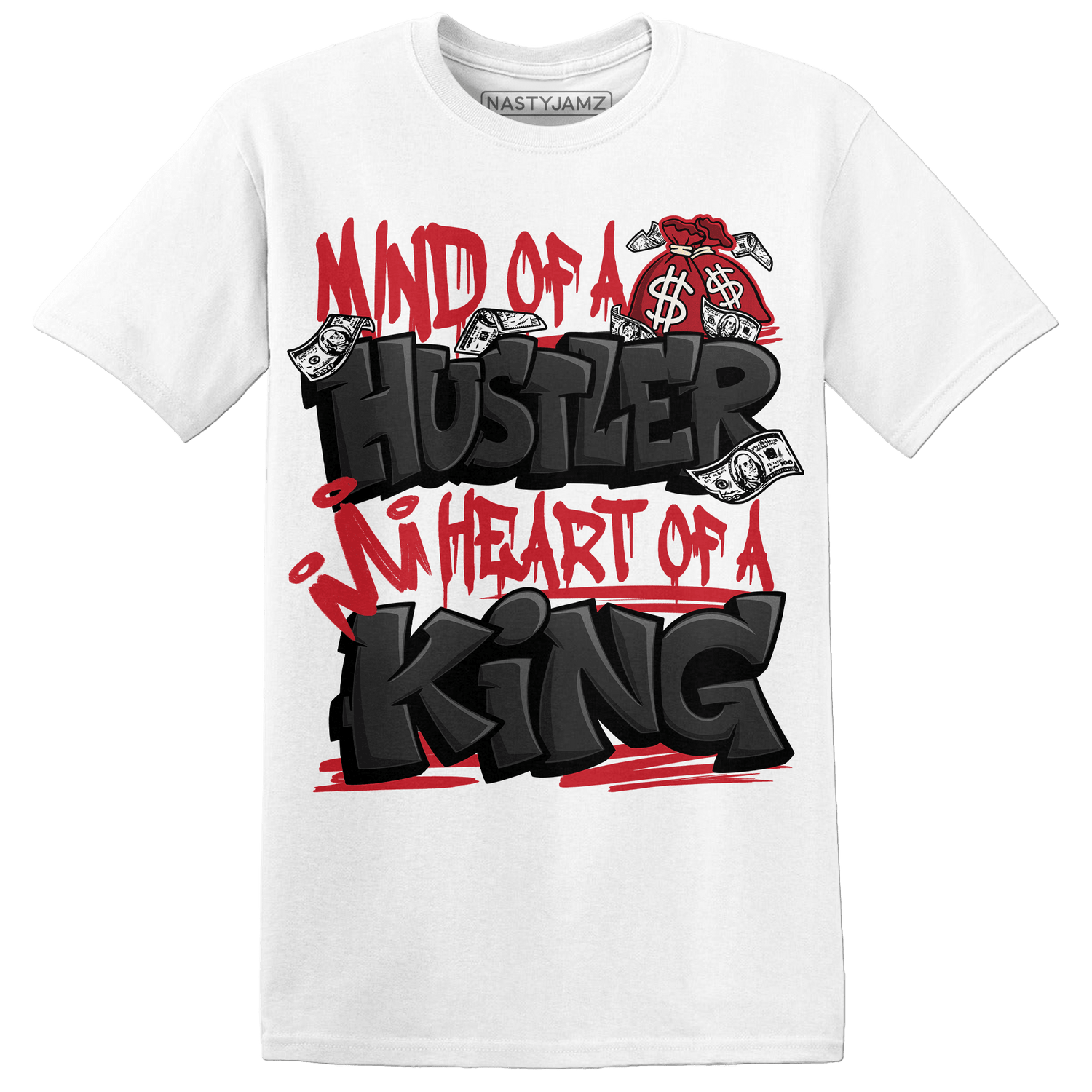 Jumman Jack Universityy Red T Shirt Match Hustler Heart King - NastyJamz
