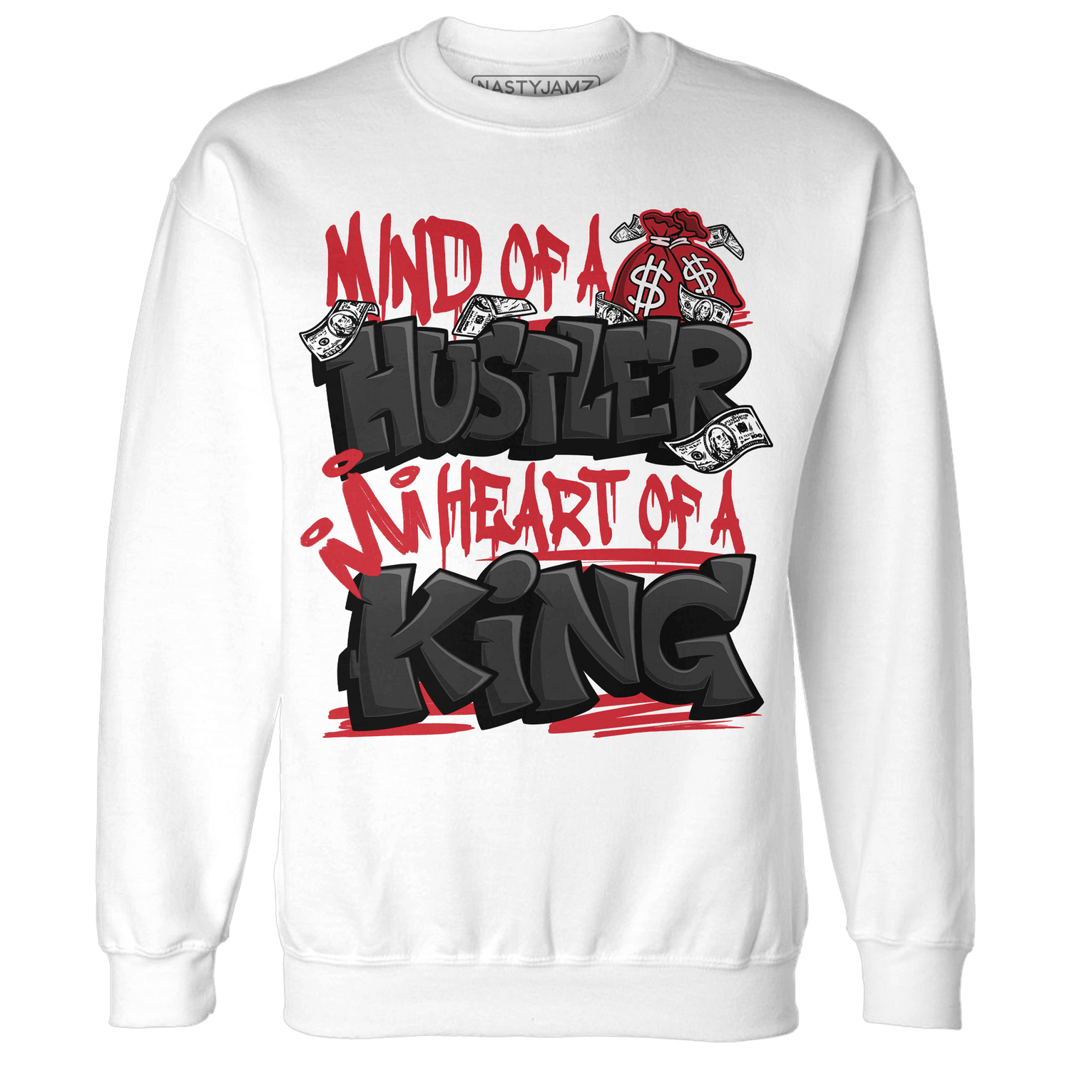 Jumman Jack Universityy Red Sweatshirt Match Hustler Heart King - NastyJamz