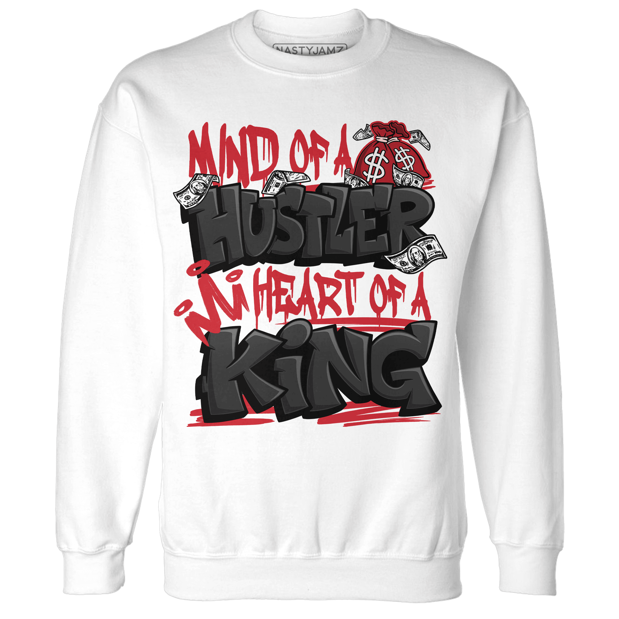 Jumman Jack Universityy Red Sweatshirt Match Hustler Heart King - NastyJamz