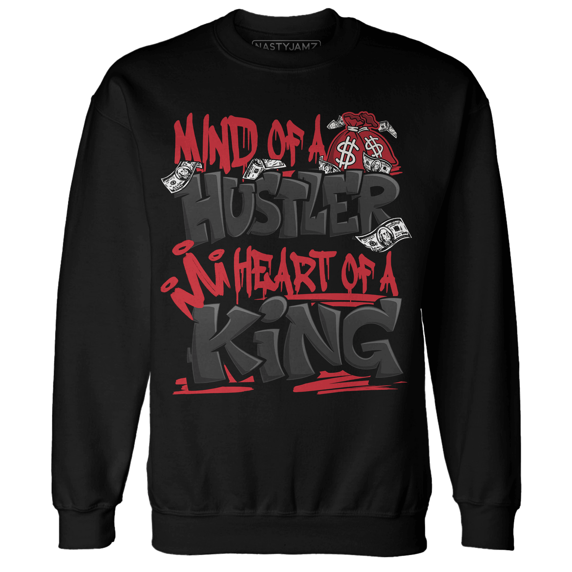 Jumman Jack Universityy Red Sweatshirt Match Hustler Heart King - NastyJamz
