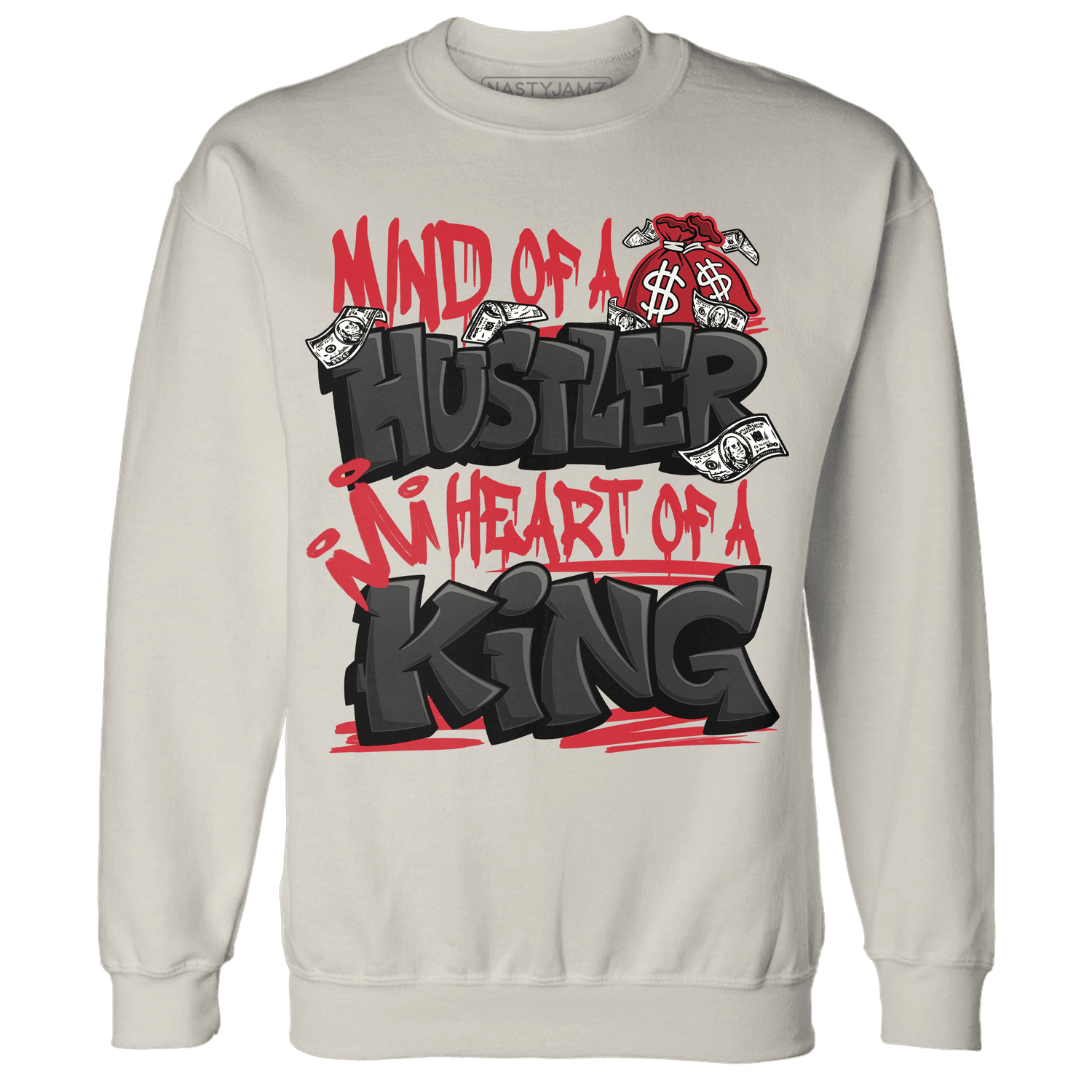 Jumman Jack Universityy Red Sweatshirt Match Hustler Heart King - NastyJamz