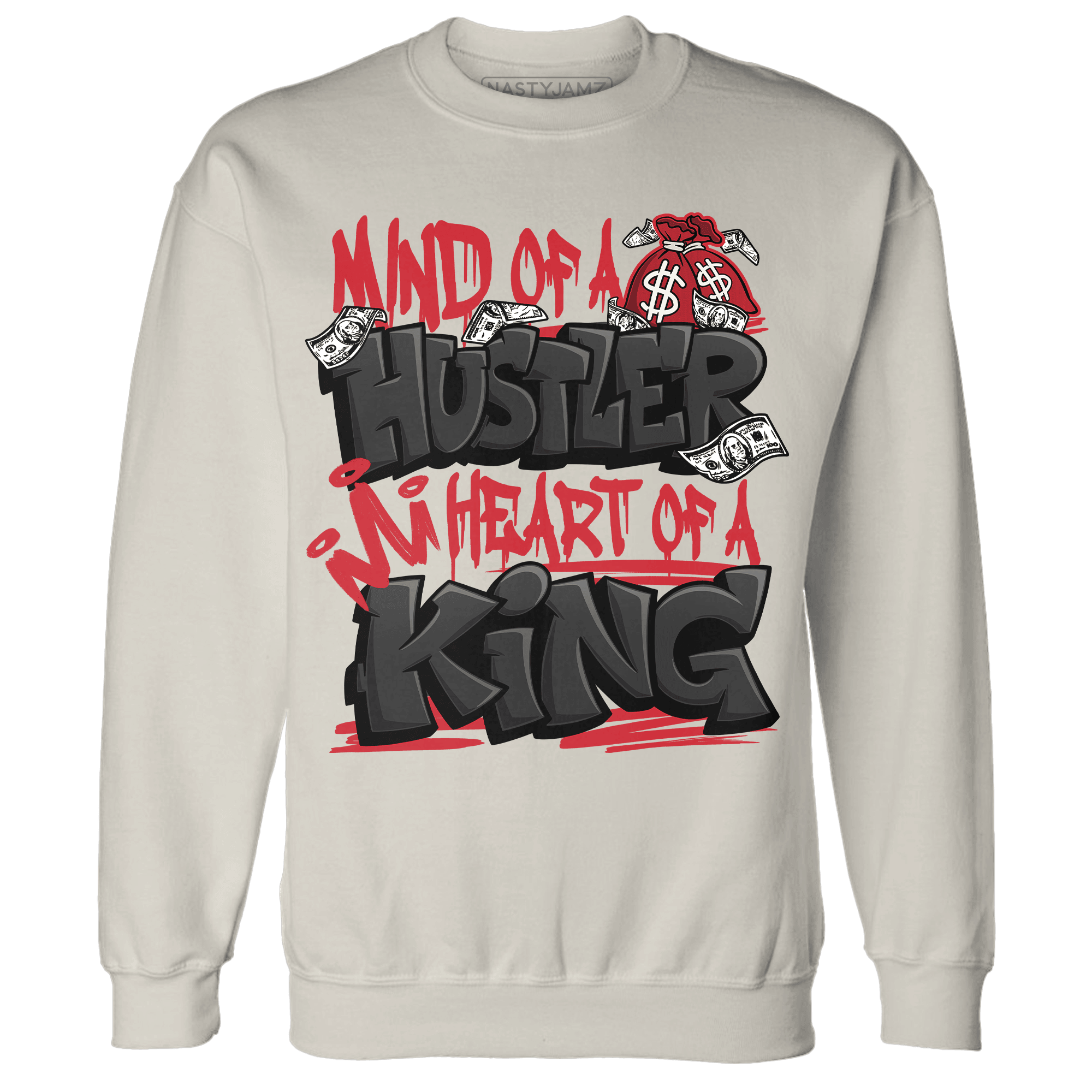 Jumman Jack Universityy Red Sweatshirt Match Hustler Heart King - NastyJamz