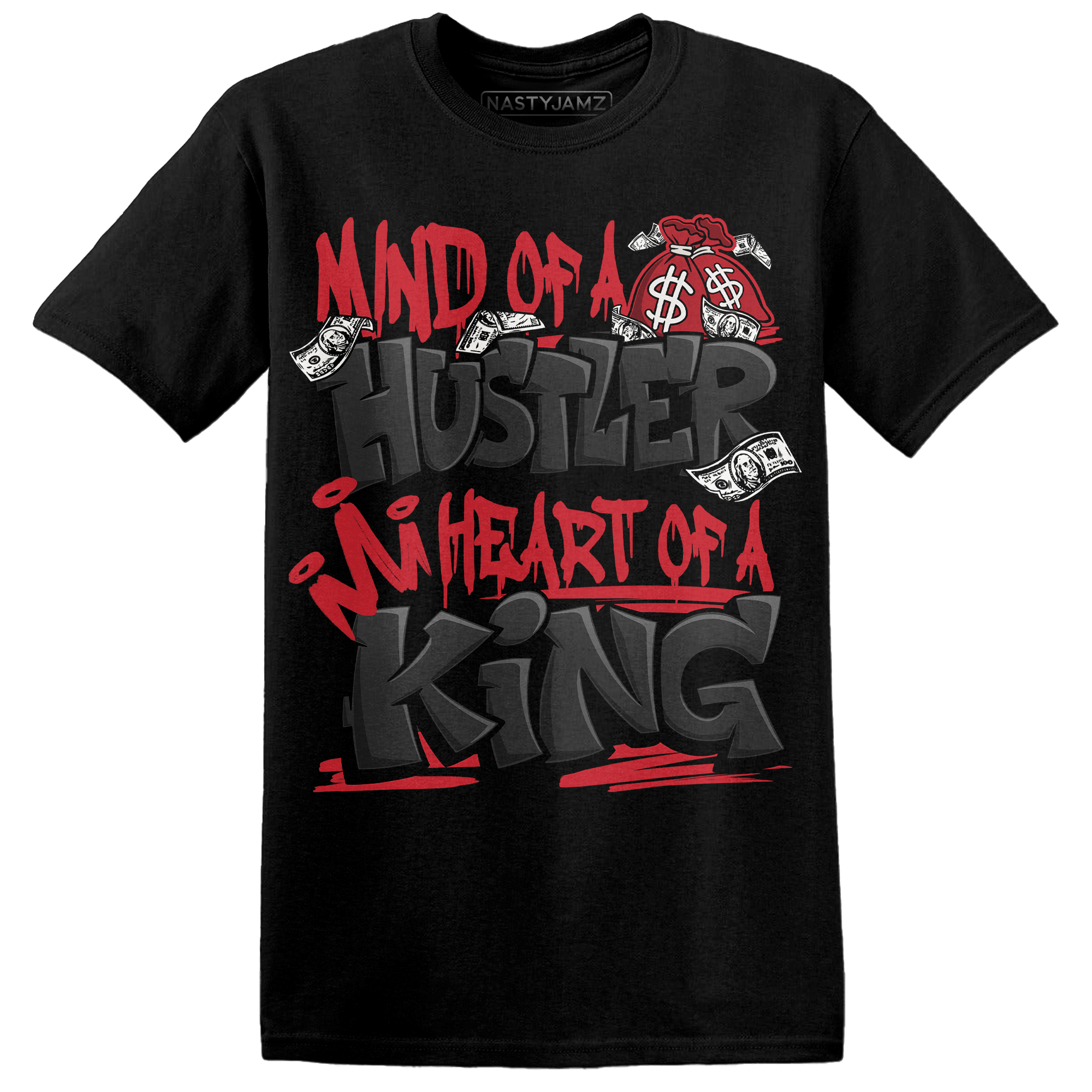 Jumman Jack Universityy Red T Shirt Match Hustler Heart King - NastyJamz