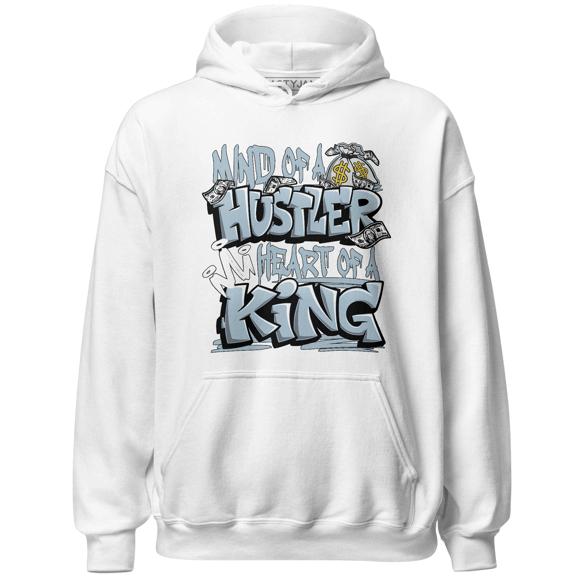 Blue Grey 13s Hoodie Match Hustler Heart King - NastyJamz