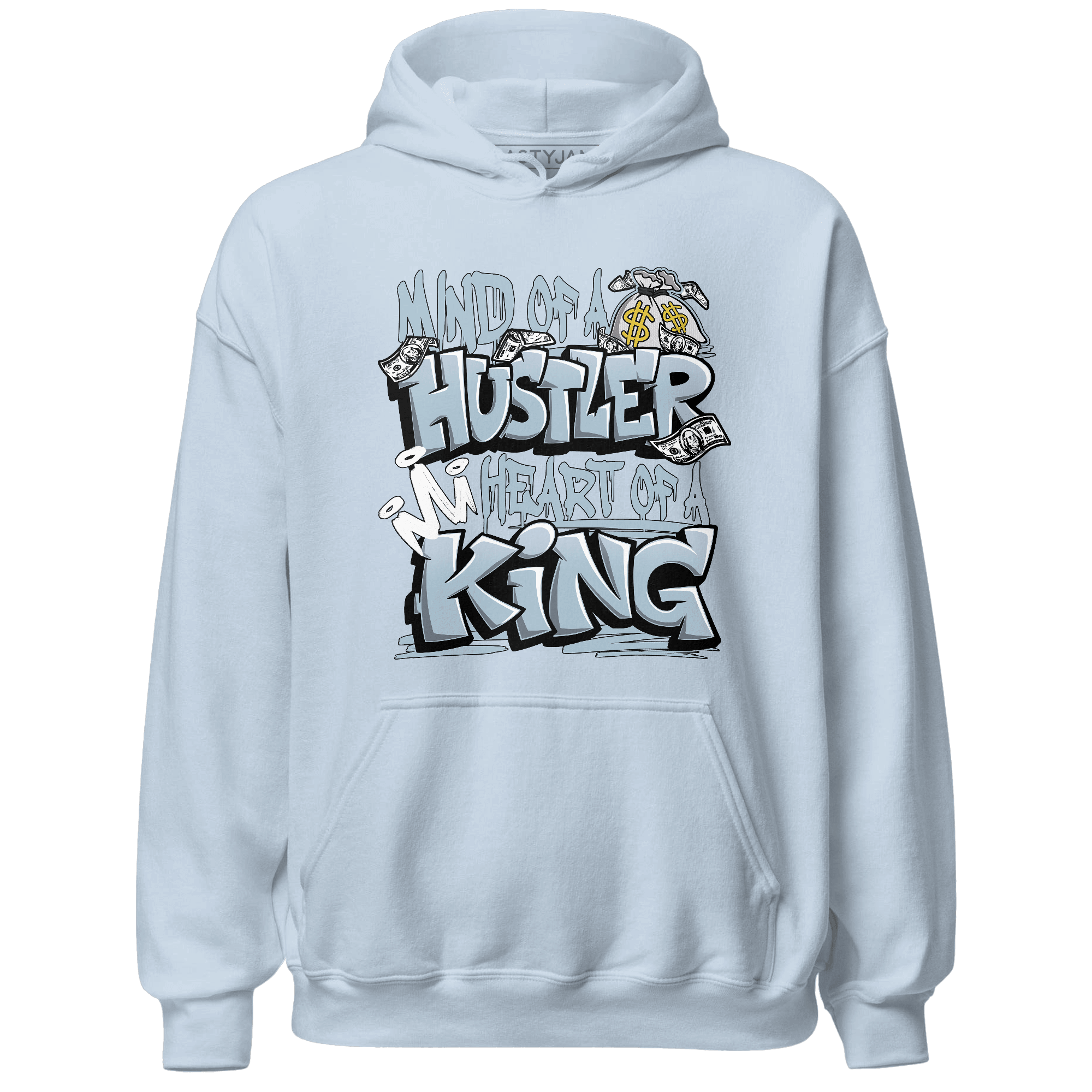 Blue Grey 13s Hoodie Match Hustler Heart King - NastyJamz