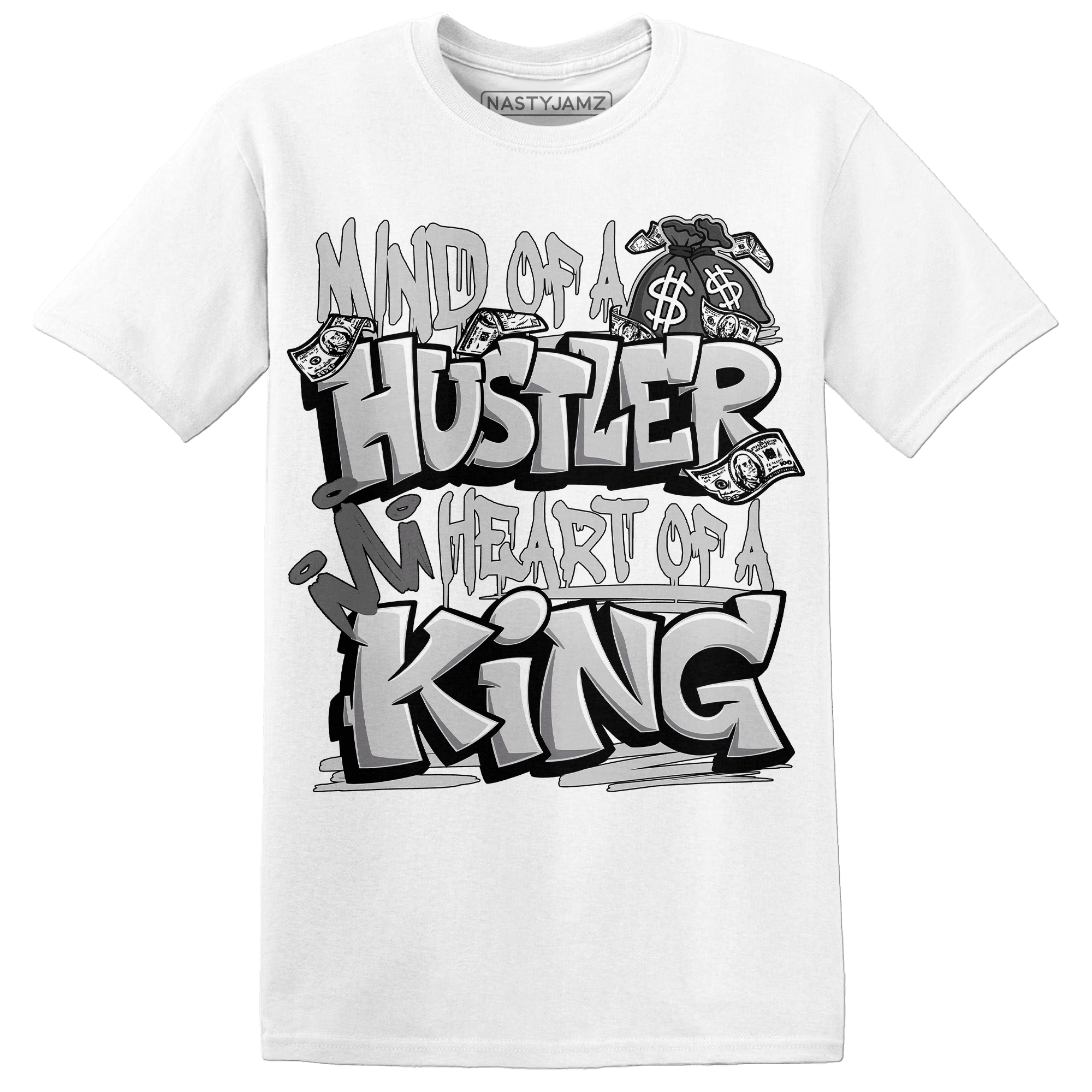 Retro High OG Black White 1s T Shirt Match Hustler Heart King - NastyJamz
