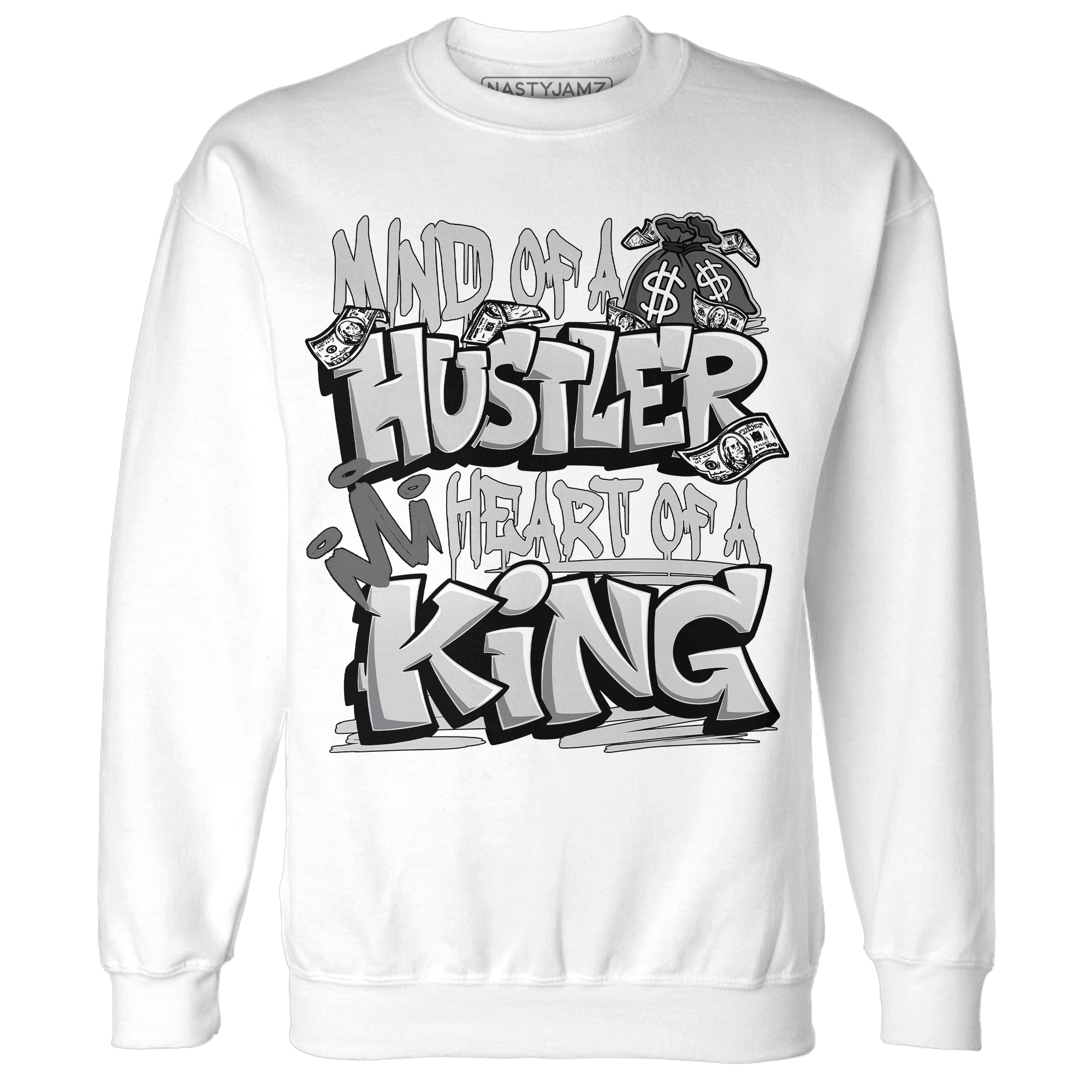 Retro High OG Black White 1s Sweatshirt Match Hustler Heart King - NastyJamz