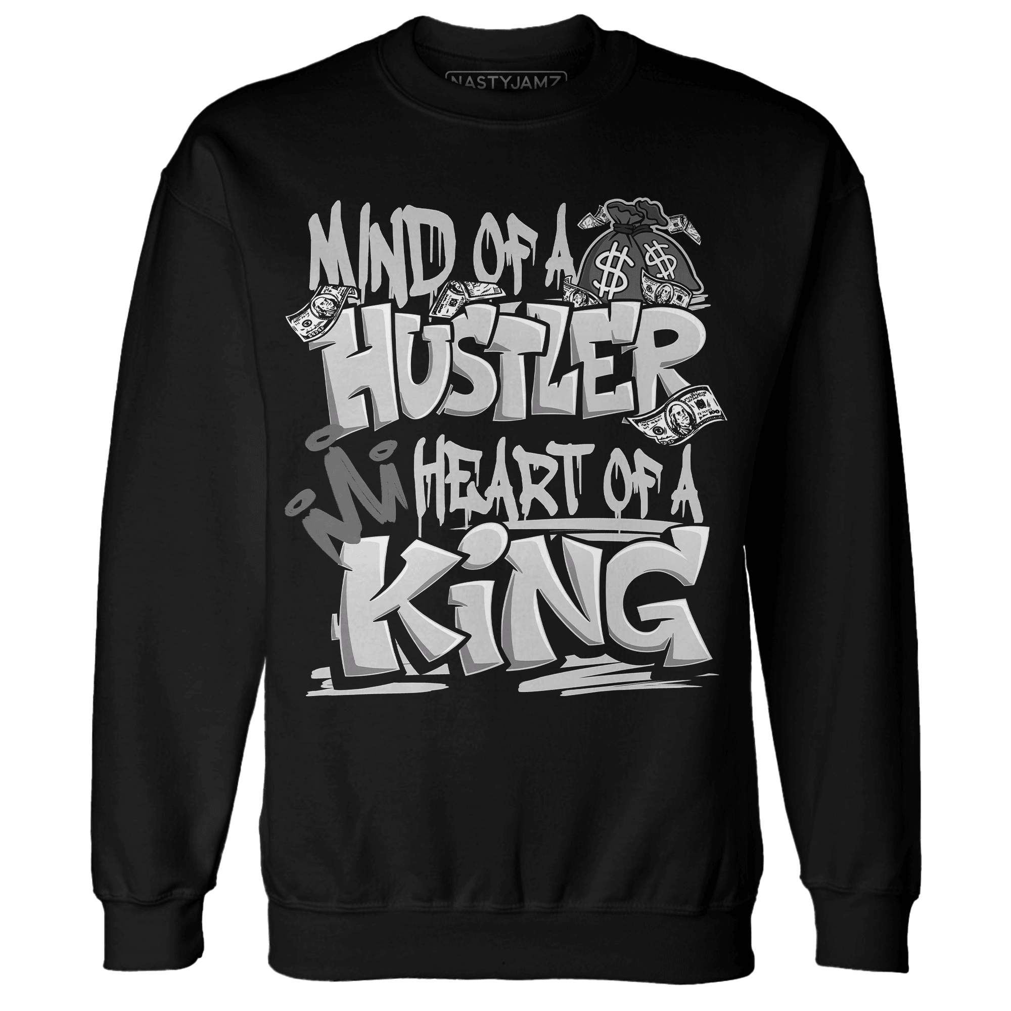 Retro High OG Black White 1s Sweatshirt Match Hustler Heart King - NastyJamz